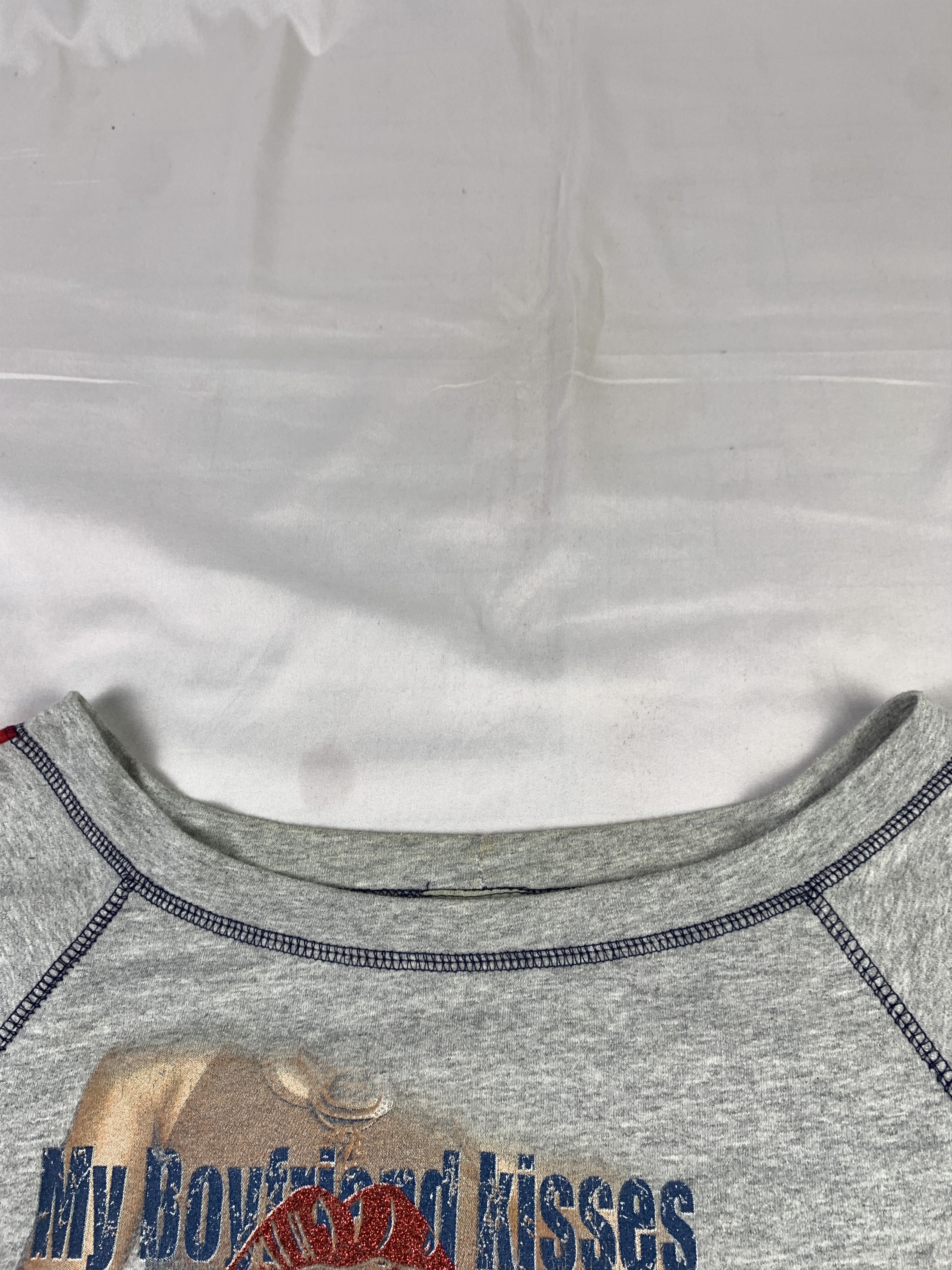 Japanese Brand YagiUSA Gray Quotes Graphic Off-shoulders Tee (M) Size M / US 6-8 / IT 42-44 - 7 Thumbnail