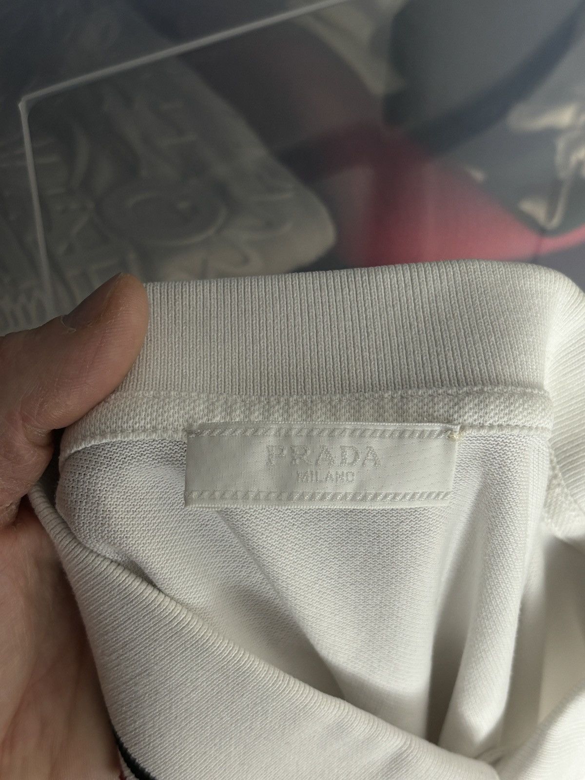 Prada Prada White Tab Luxury Polo Shirt Designer Vintage Size US L / EU 52-54 / 3 - 6 Thumbnail