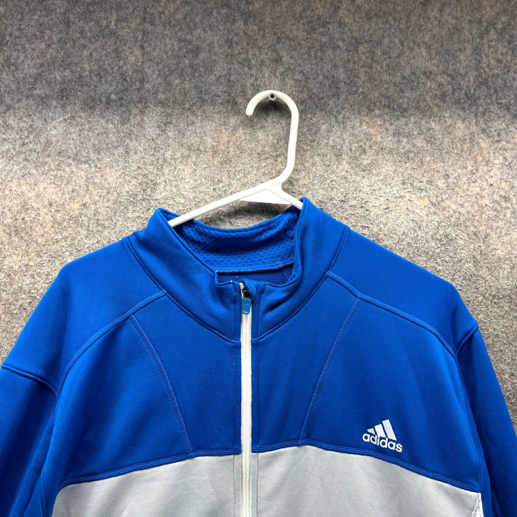 Adidas Adidas Track Jacket Mens 2XL Blue Gray Full Zip Three Stripe Logo Trefoil USA Size US XXL / EU 58 / 5 - 6 Thumbnail