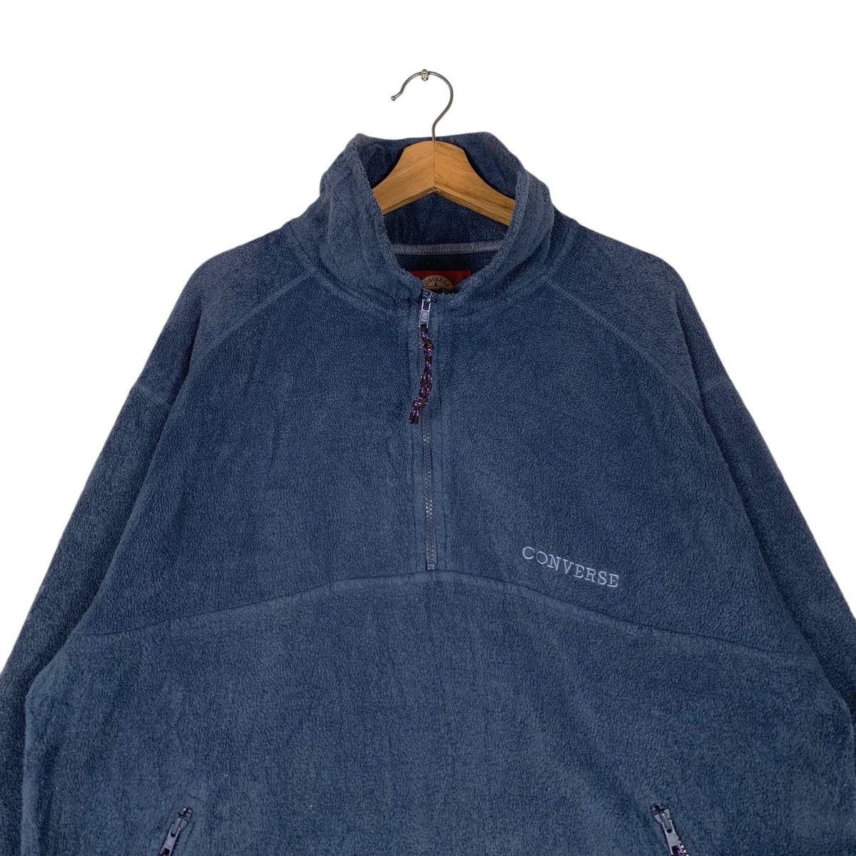 Converse CONVERSE Small Logo Half Zip Blue Fleece Pullover #1406-C59 Size US L / EU 52-54 / 3 - 2 Thumbnail