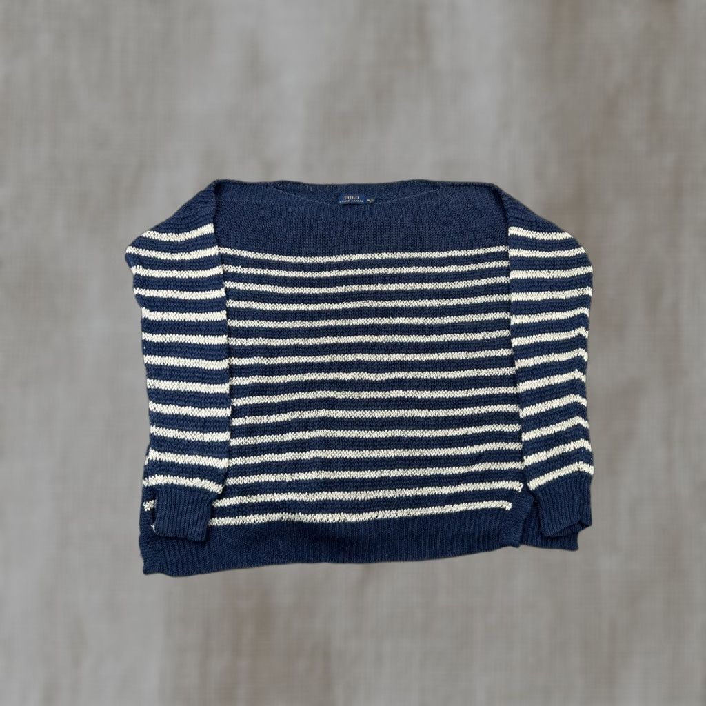 Polo Ralph Lauren Polo Ralph Lauren Sweater Knit Striped Navy Blue Boatneck Women M Casual Navy Size M / US 6-8 / IT 42-44 - 1 Thumbnail