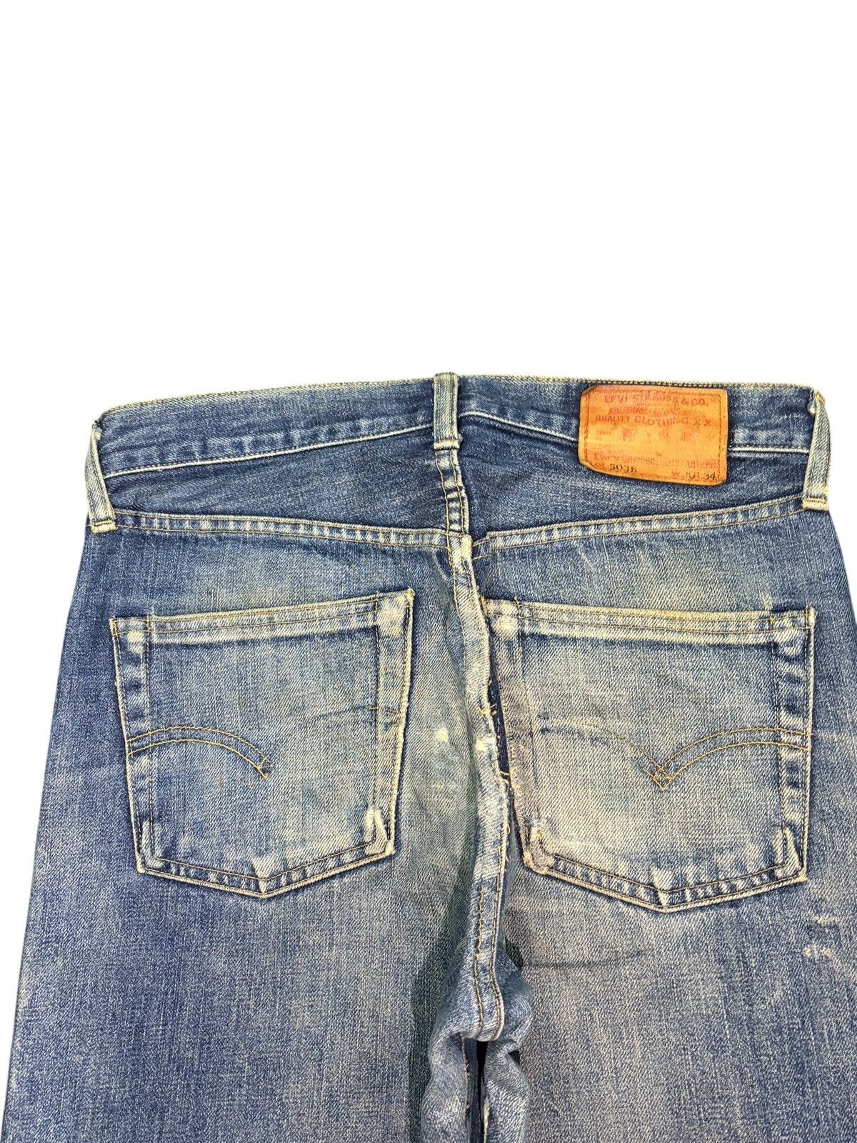Levi's Vintage 90s Levis 503B Big E Selvedge Distress Loose Jeans Size US 30 / EU 46 - 4 Thumbnail