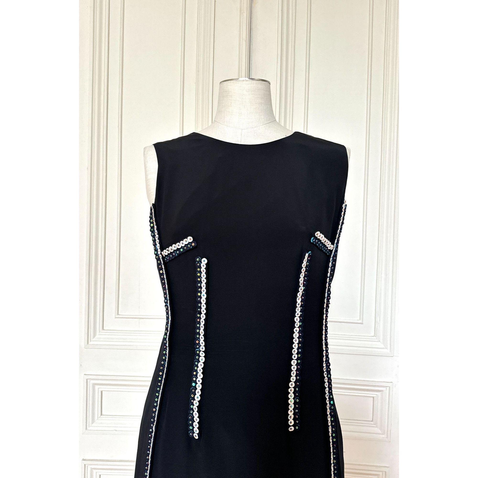 Jil Sander 2012 Black Silk Embellished Dress Size M / US 6-8 / IT 42-44 - 3 Thumbnail