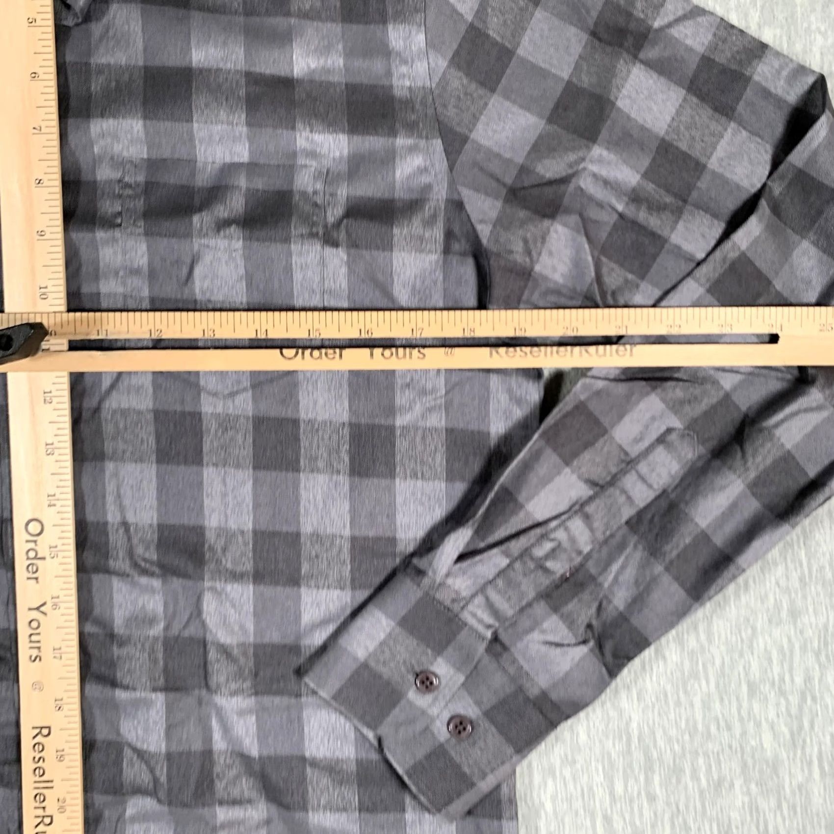 Vintage Twillory Shirt Mens M Gray Black Plaid Tailored Stretch Non Iron Dress Shirt Slim Fit Size US M / EU 48-50 / 2 - 7 Thumbnail