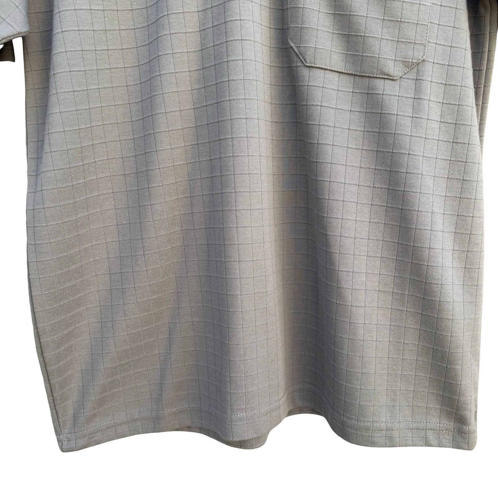 Libero Libero Mens Short Sleeve Polo Shirt Gray Grid Pattern Chest Size US L / EU 52-54 / 3 - 9 Thumbnail