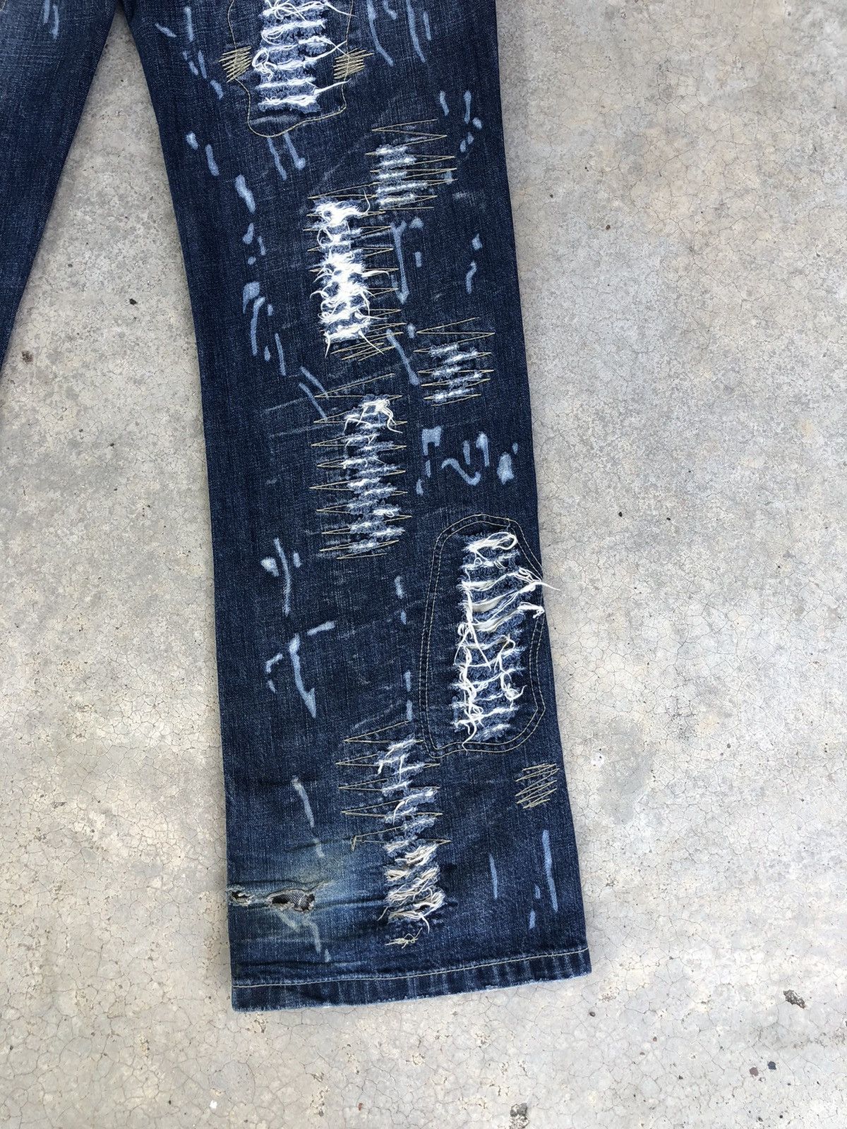 Ends Repair Japanese Bright Mini Flared Jeans Distressed Jeans Size US 33 - 12 Thumbnail