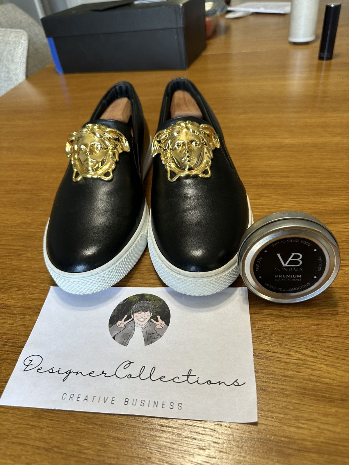 Versace VERSACE White Leather Palazzo Medusa Slip On Sneakers Size US 7.5 / EU 40-41 - 1 Thumbnail
