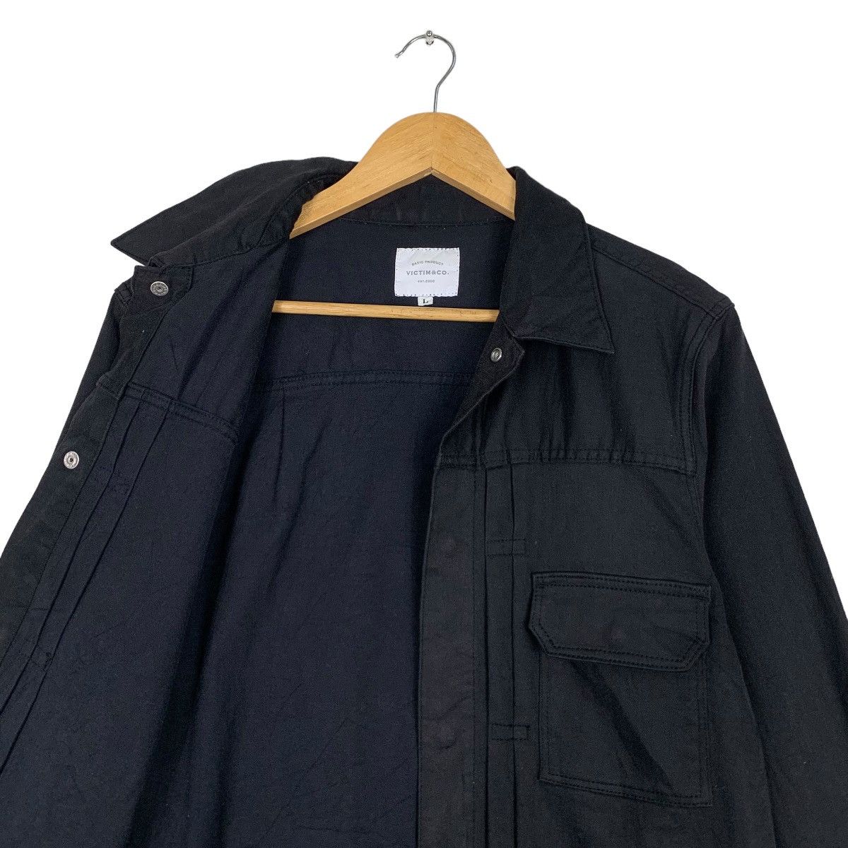 Japanese Brand VICTIM & CO Black Plain Casual Jacket #0958-C42 Size US L / EU 52-54 / 3 - 9 Thumbnail