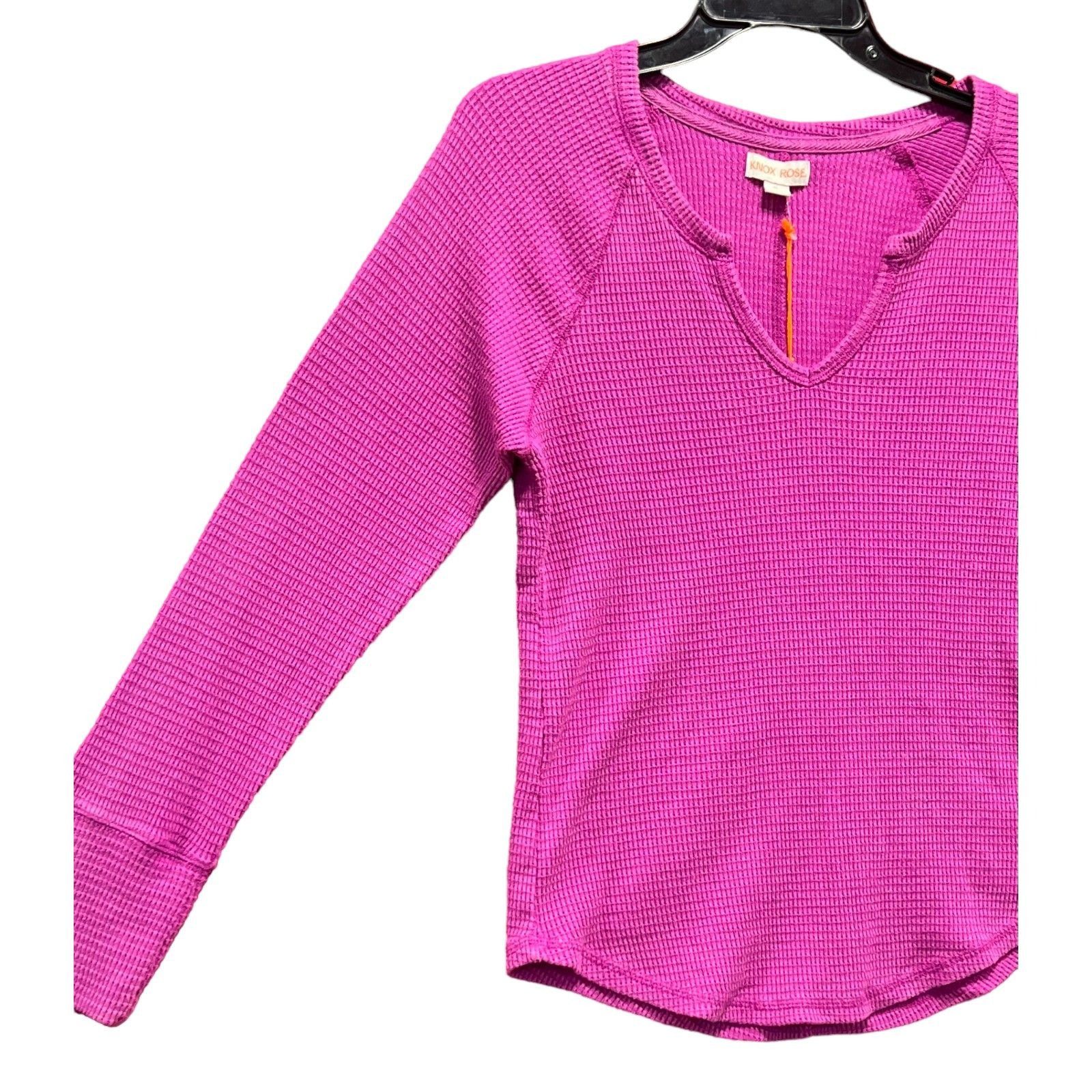 Other Knox Rose - Women's Long Sleeve Notch Neck Thermal Top - Pur Size M / US 6-8 / IT 42-44 - 13 Thumbnail