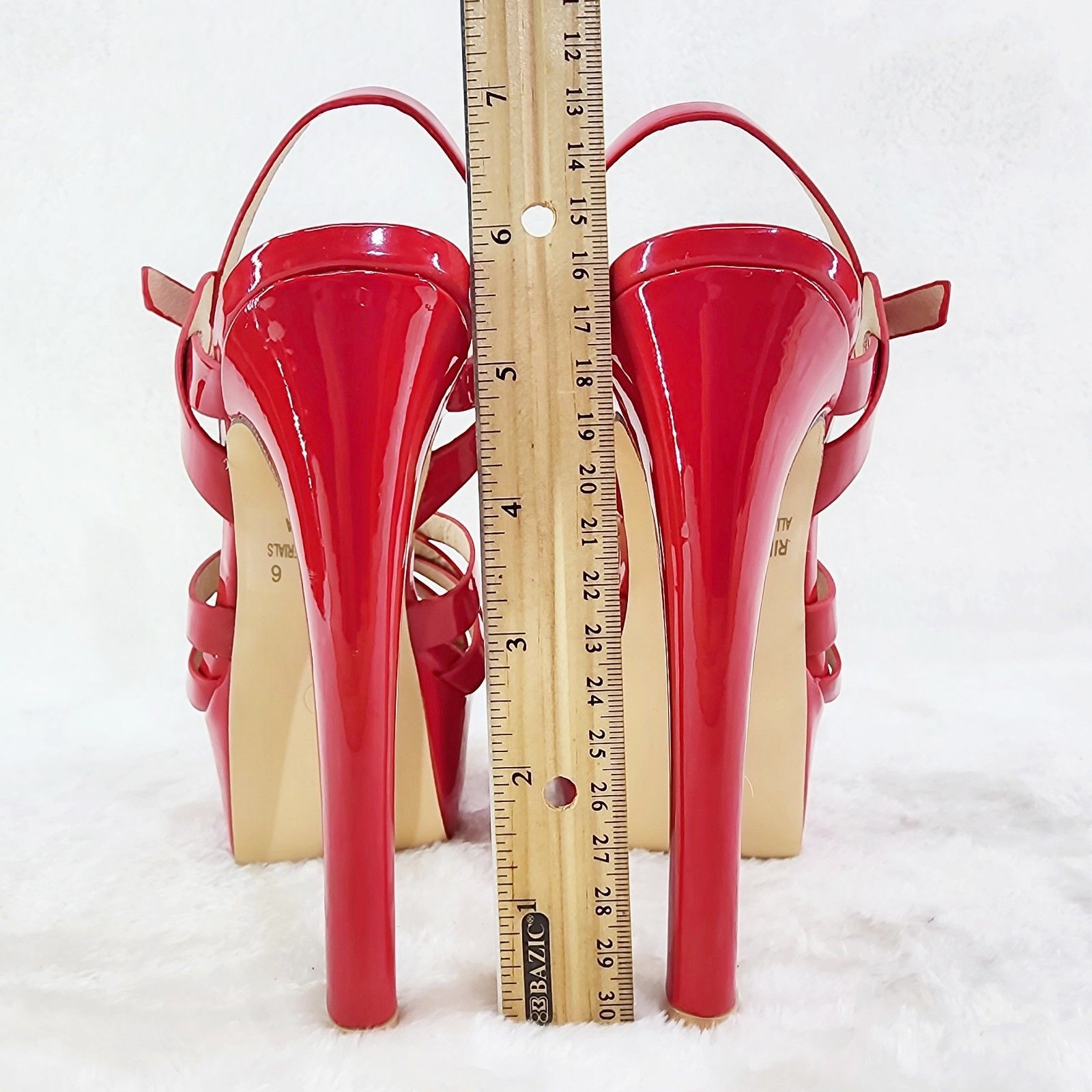 Other Rihbah Red Patent Platform 6" Stiletto High Heels Ankle Stra Size US 5.5 / IT 35.5 - 6 Thumbnail
