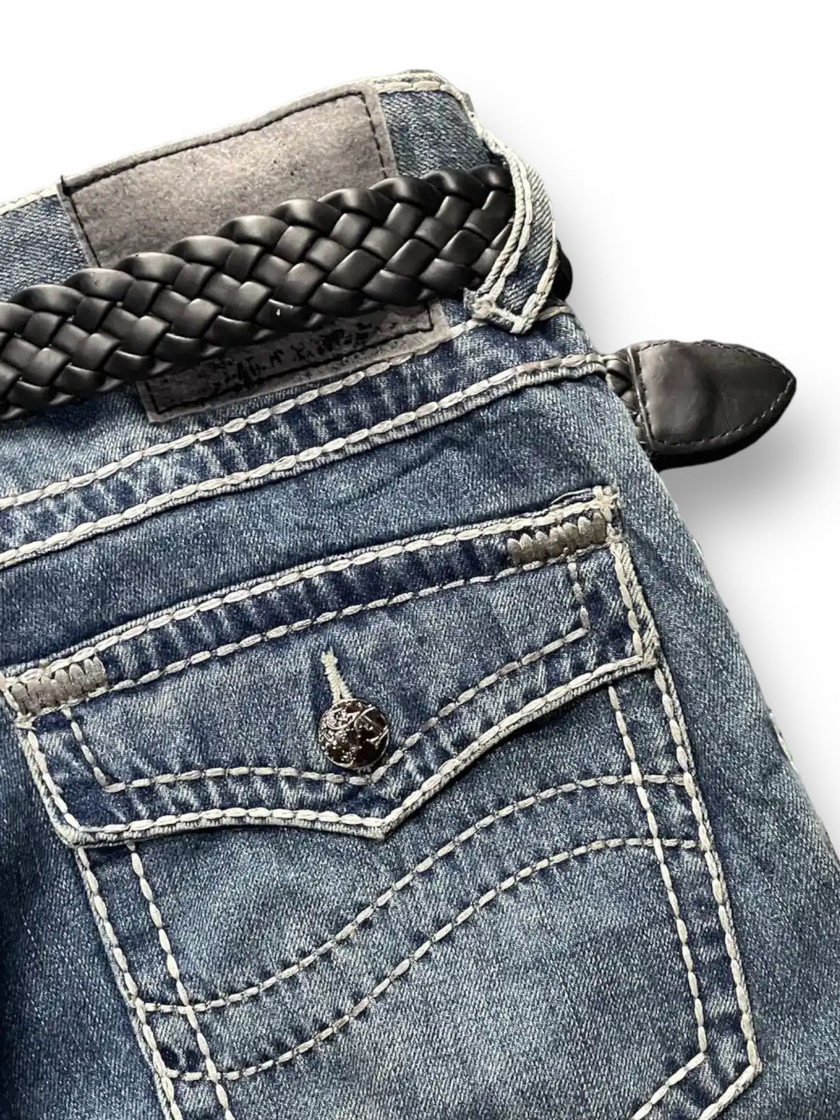 20471120 × GOSTAR DE FUGA × Hysteric Glamour Japan 291251 Heavy Stitched Flared Denim With Braided Belt Size US 32 / EU 48 - 11 Thumbnail