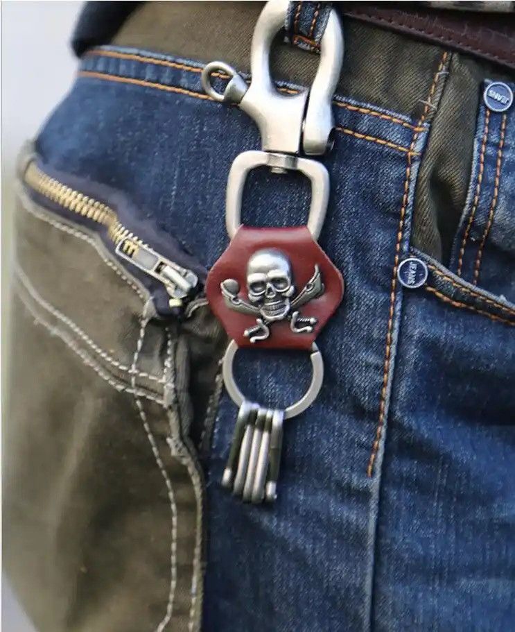 Vintage Heavy Skeleton Waist Biker Wallet Key Chain Size ONE SIZE - 1 Thumbnail