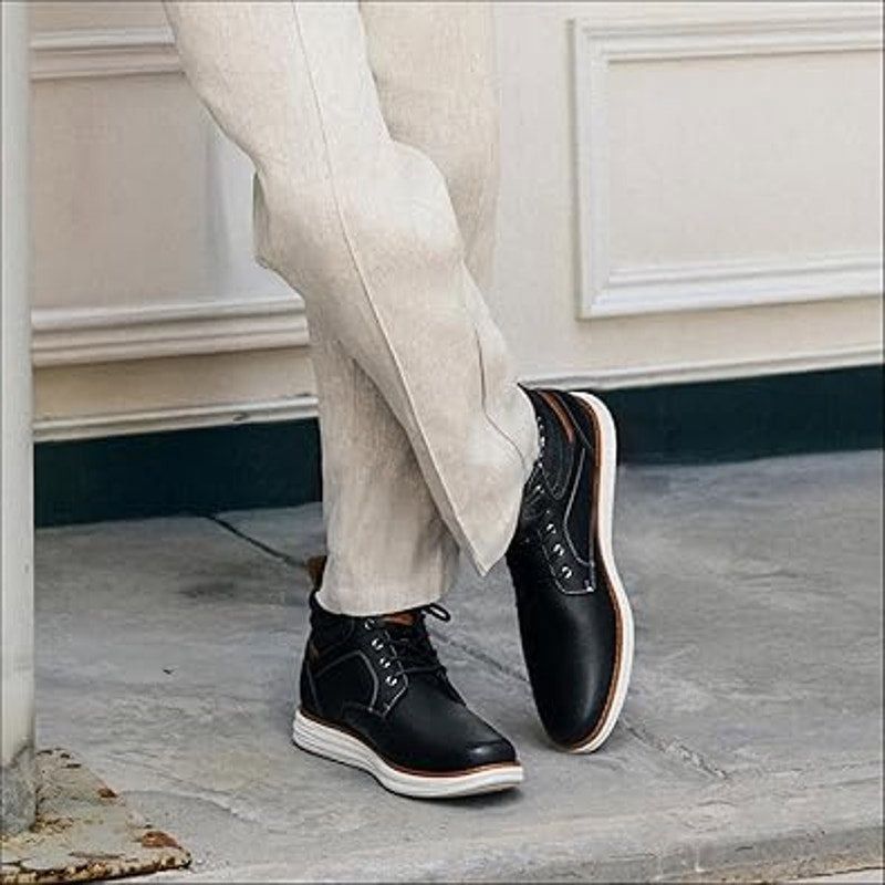 Other Bruno Marc Men's 9 Black Faux Leather Chukka Sneakers Size US 9 / EU 42 - 5 Thumbnail