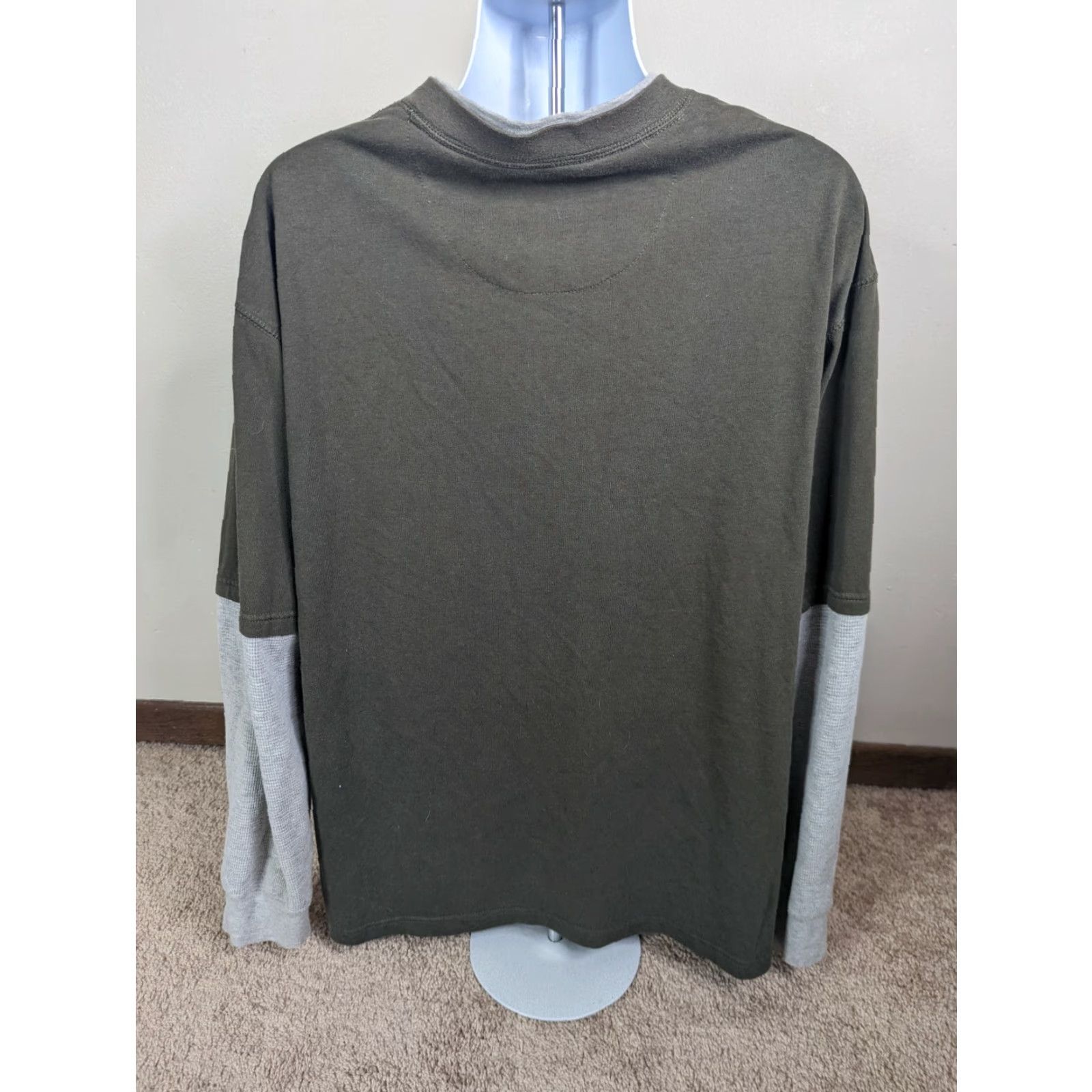Vintage Work N' Sport Mens Thermal Henley Long Sleeve 3XLT T-Shirt T6S Green Hooded? Size US XXL / EU 58 / 5 - 3 Thumbnail
