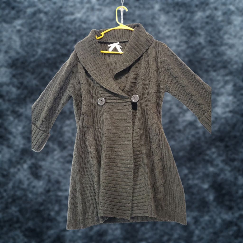 Vintage Derek Heart Women's Cardigan Fisherman Cable Knit Brown Size L Open Button Vintage Knit Sweater Fall Winter Size L / US 10 / IT 46 - 1 Thumbnail