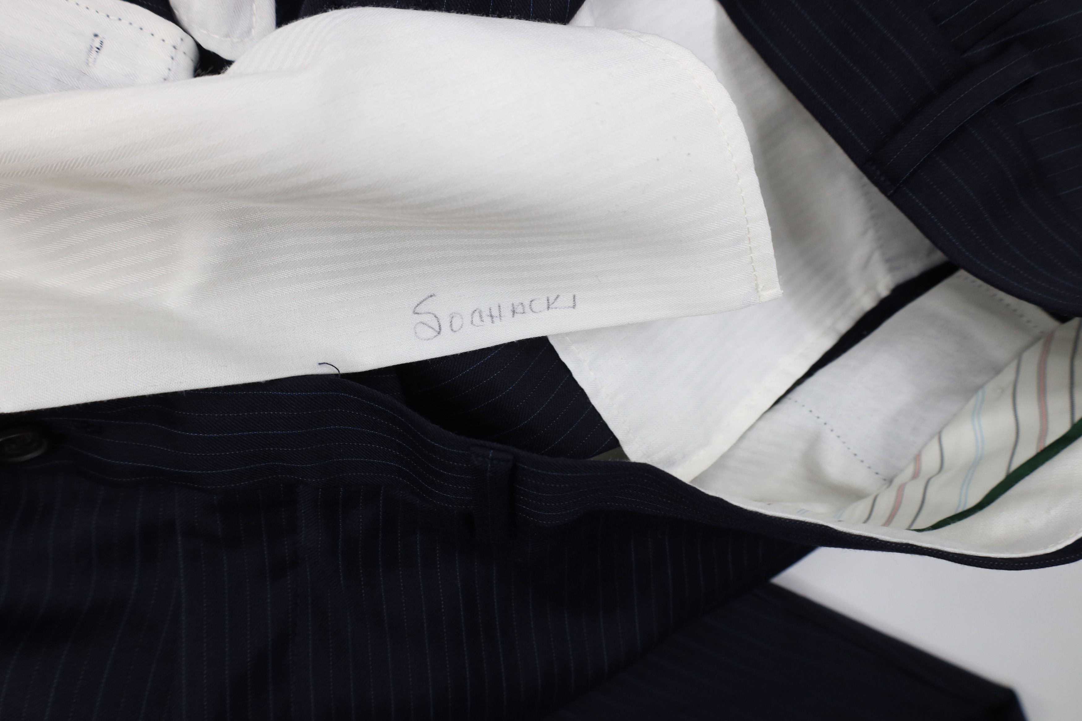 Vintage Vintage 90s Streetwear Pinstriped Wide Leg Chino Pants Blue Size US 42 / EU 58 - 9 Thumbnail