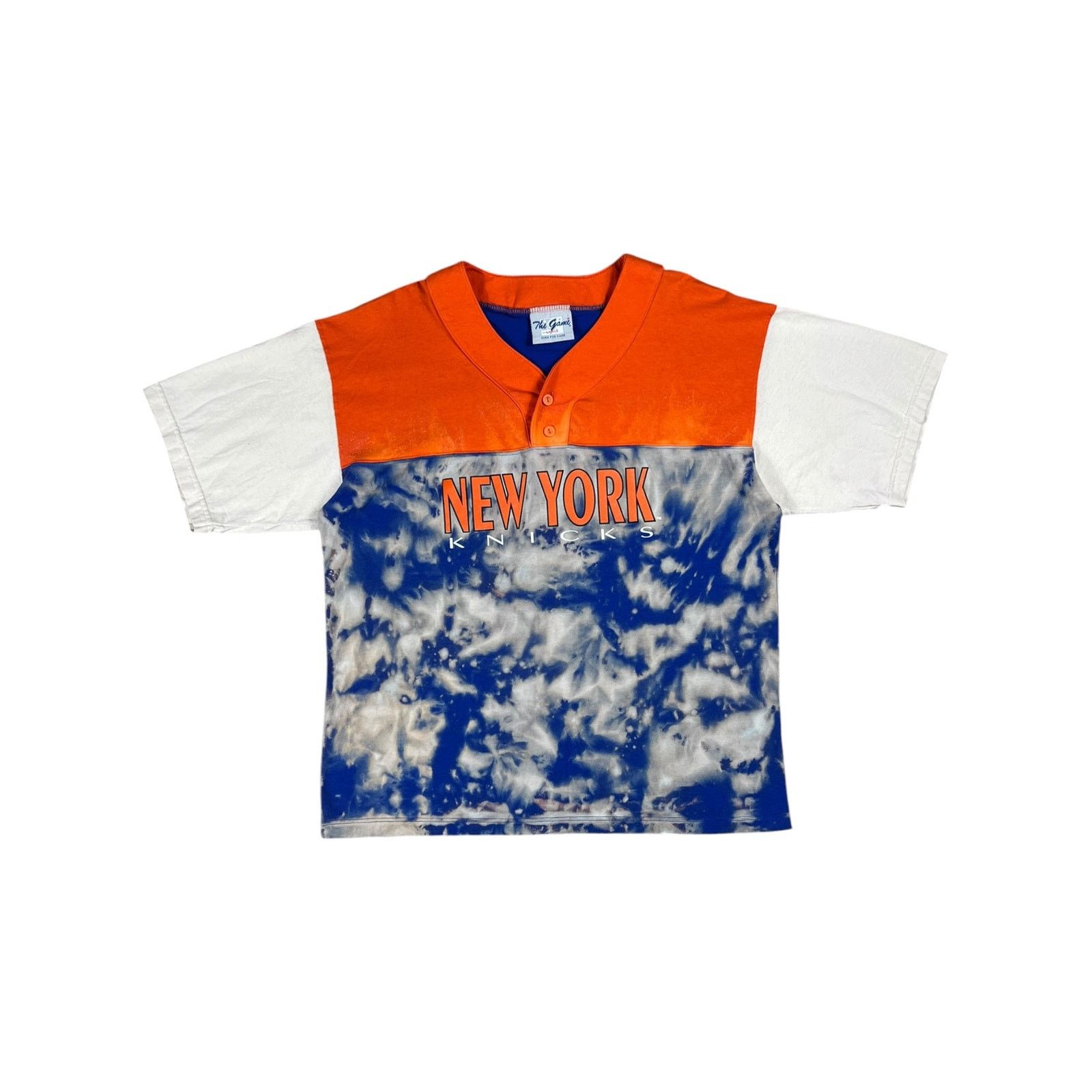 Vintage 90s The Game New York Knicks acid wash Henley tee