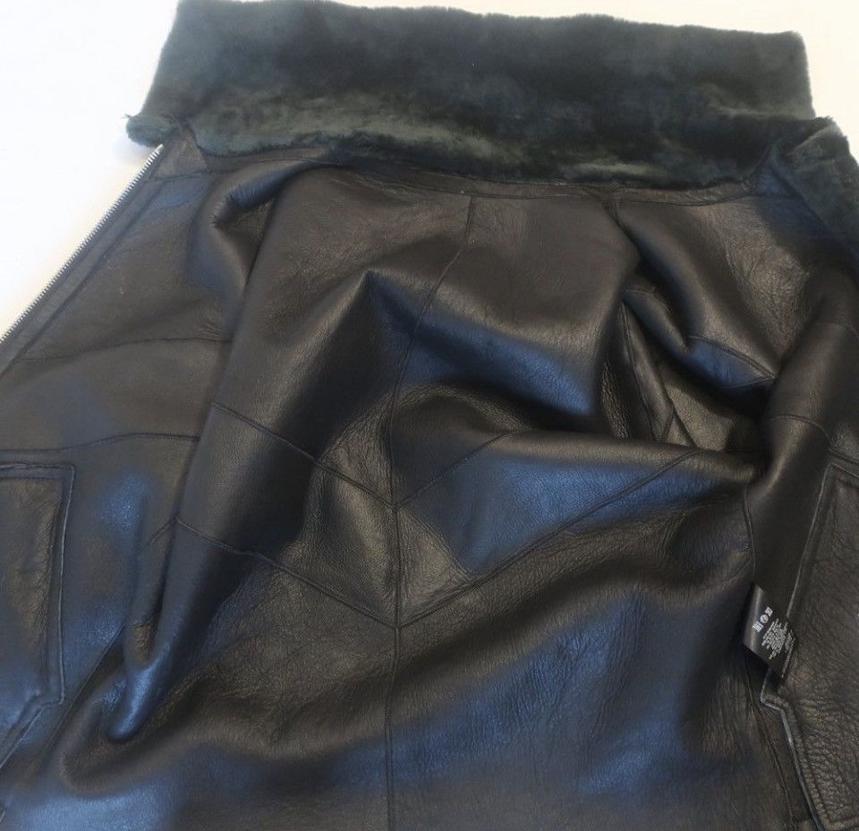 Sandro Sandro Shearling & Leather Zip Jacket Black & Green Chevron Size M / US 6-8 / IT 42-44 - 14 Thumbnail