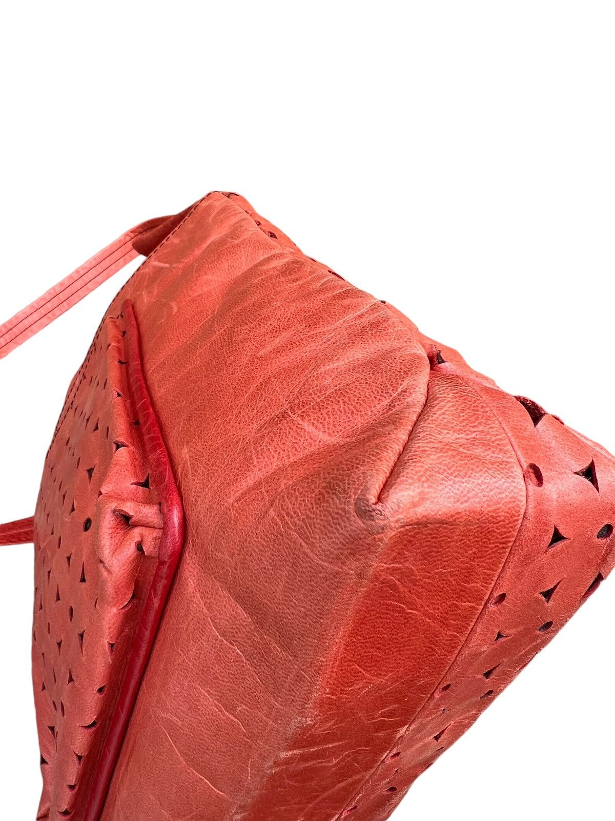 Leather VTG Produced by KOU Japan Fade Patina Punched Leather Bag Size ONE SIZE - 16 Thumbnail