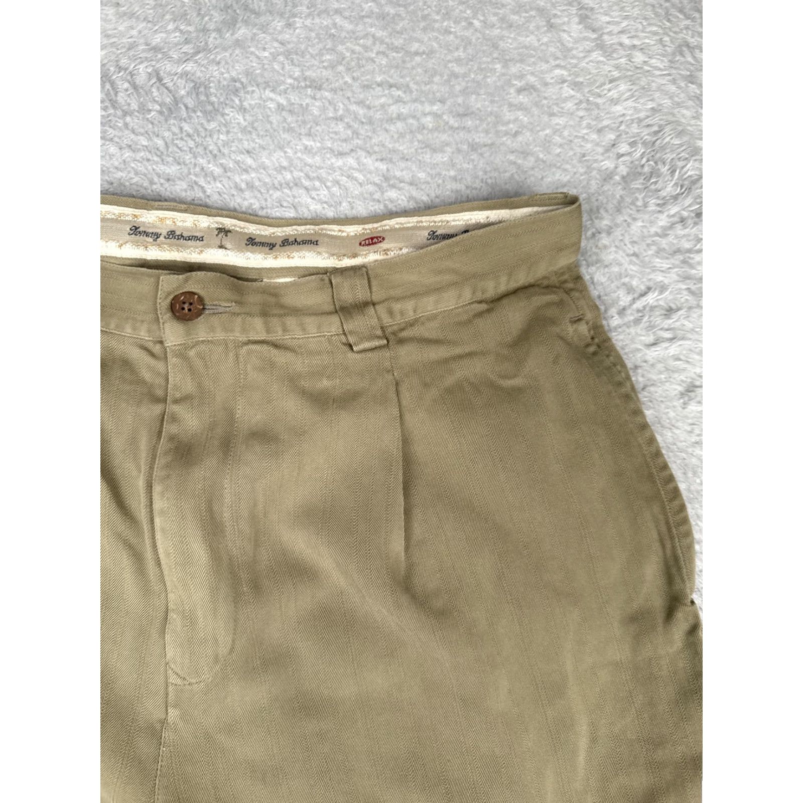 Tommy Bahama Tommy Bahama Shorts Mens 36 Tan Silk Pleated Relax Fit Chino Herringbone Beach Casual Size US 36 / EU 52 - 5 Thumbnail