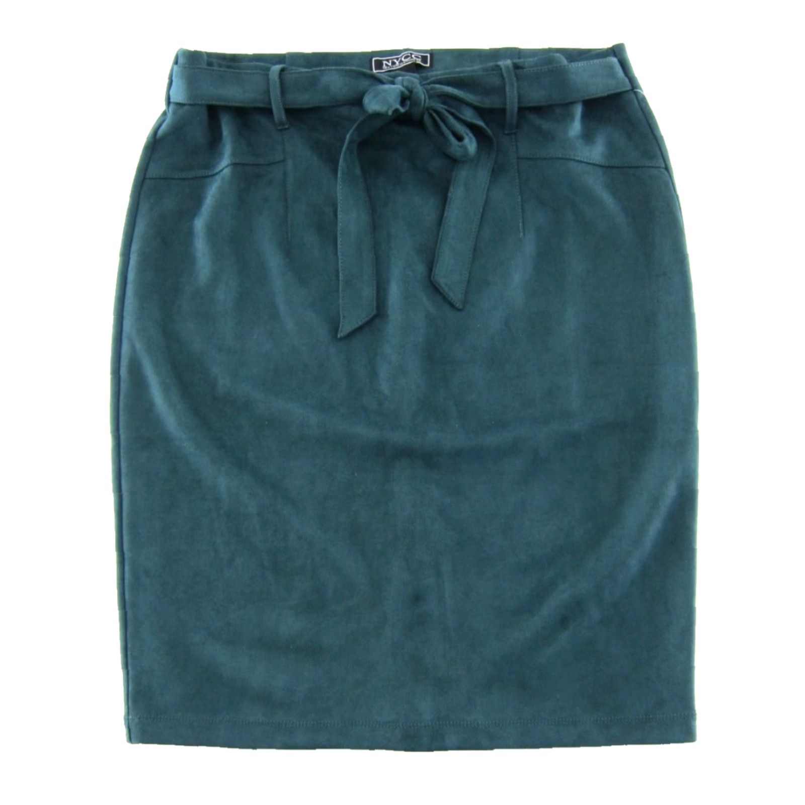 Vintage NWT New York Clothing Co. Skirt Women L Green Knee Length Straight Pencil Stretch Microfiber Suede Stretch NWT Size 36" / US 14 / IT 50 - 2 Thumbnail
