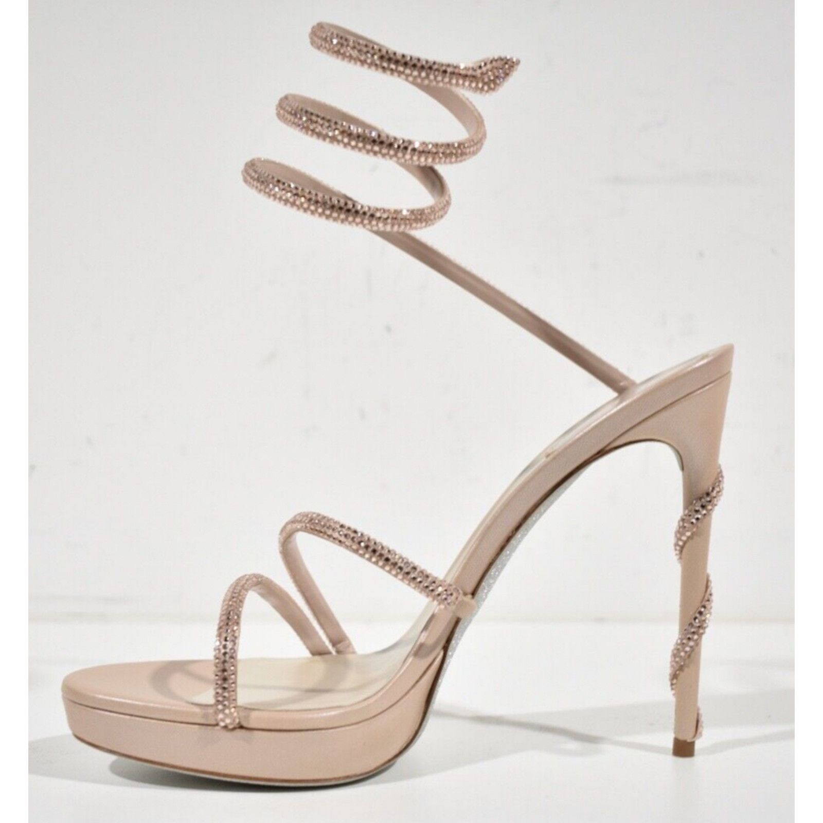 Rene Caovilla Margot Silk Crystal Platform Wrap Strap Sandal Heel Pump 41 Size US 11 / IT 41 - 8 Thumbnail