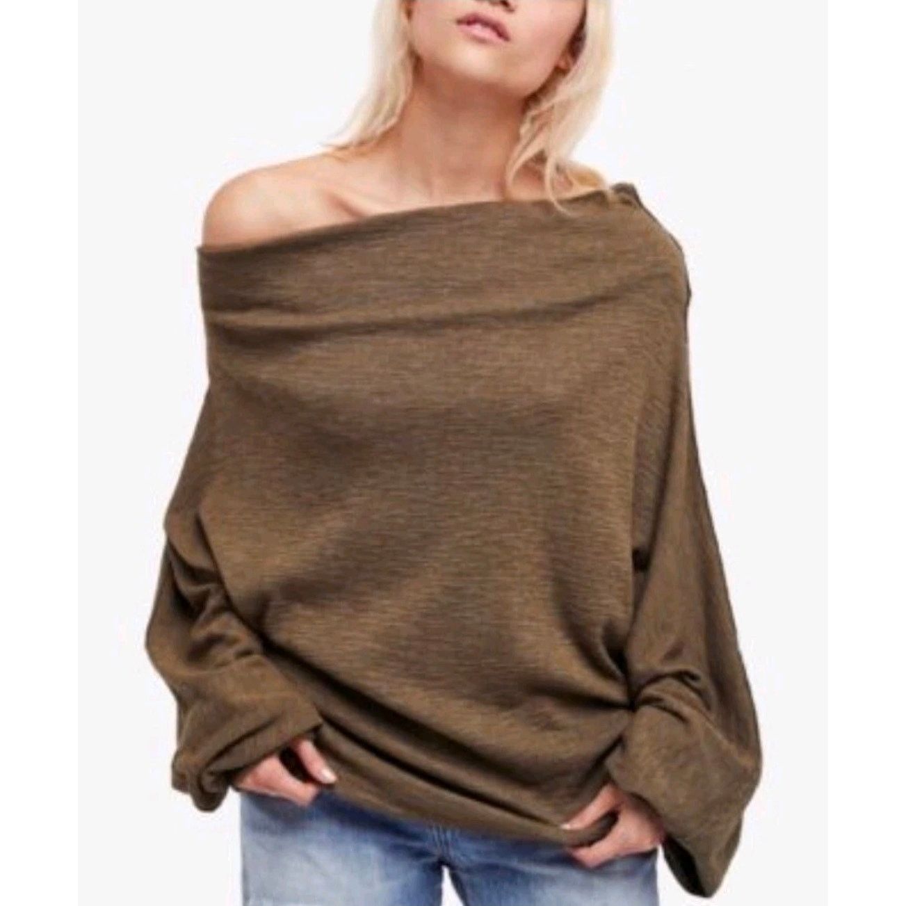 Free People We The Free People Skyline Thermal Olive Green Top Slouchy M Size M / US 6-8 / IT 42-44 - 1 Thumbnail