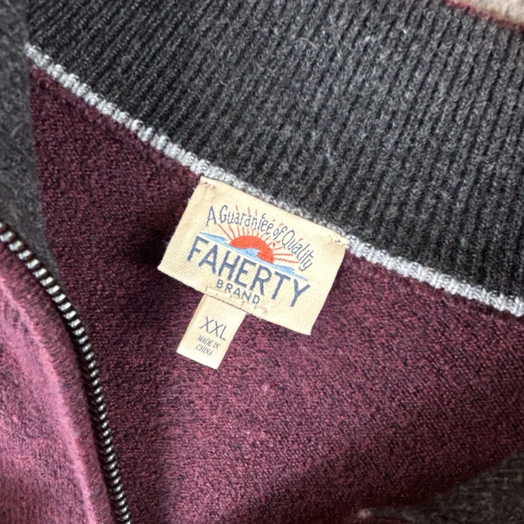 Faherty Faherty Sweater Mens 2XL Burgundy 1/4 Zip Preppy Soft Cotton Size US XXL / EU 58 / 5 - 3 Thumbnail
