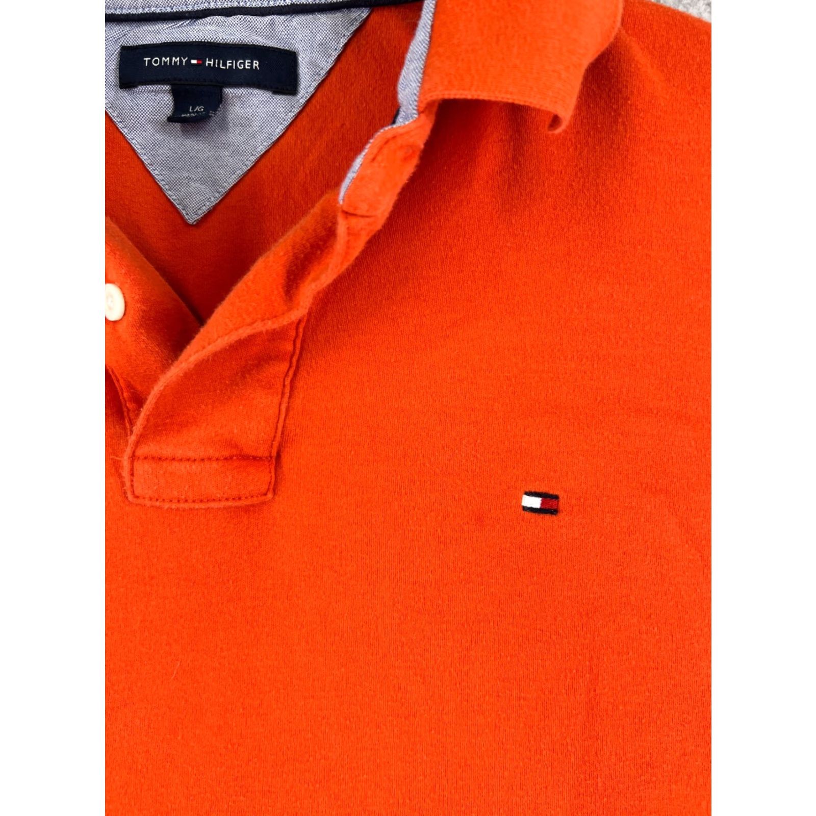 Tommy Hilfiger VINTAGE Tommy Hilfiger Polo Shirt Men L Orange 100% Cotton Short Sleeve Golf Shirts Polo Man Large Orange 90s Modern American Sports Mens Size US L / EU 52-54 / 3 - 6 Thumbnail