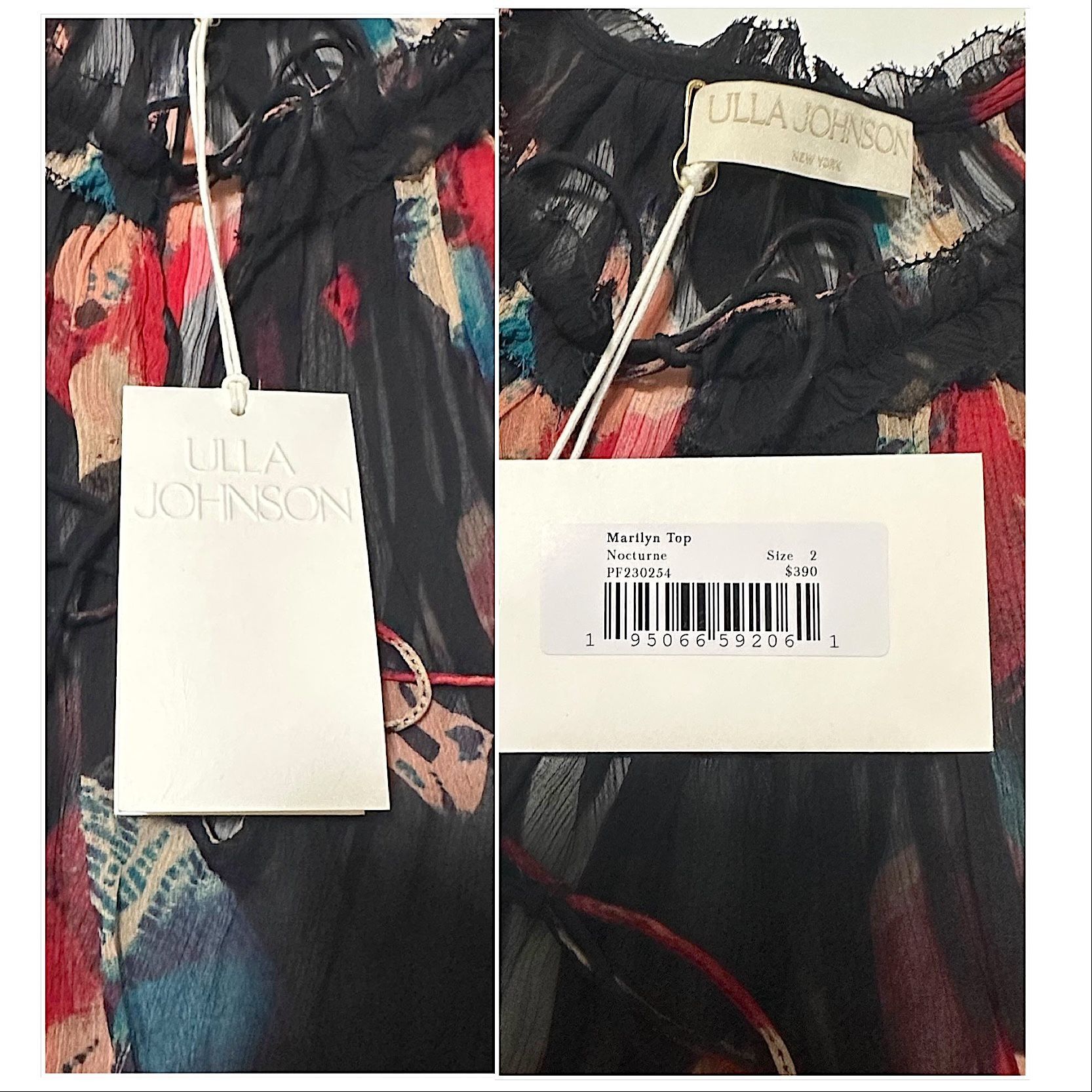 Ulla Johnson Ulla Johnson Marilyn Top in Nocturne, Silk Chiffon, NWT, 2 Size XS / US 0-2 / IT 36-38 - 3 Thumbnail