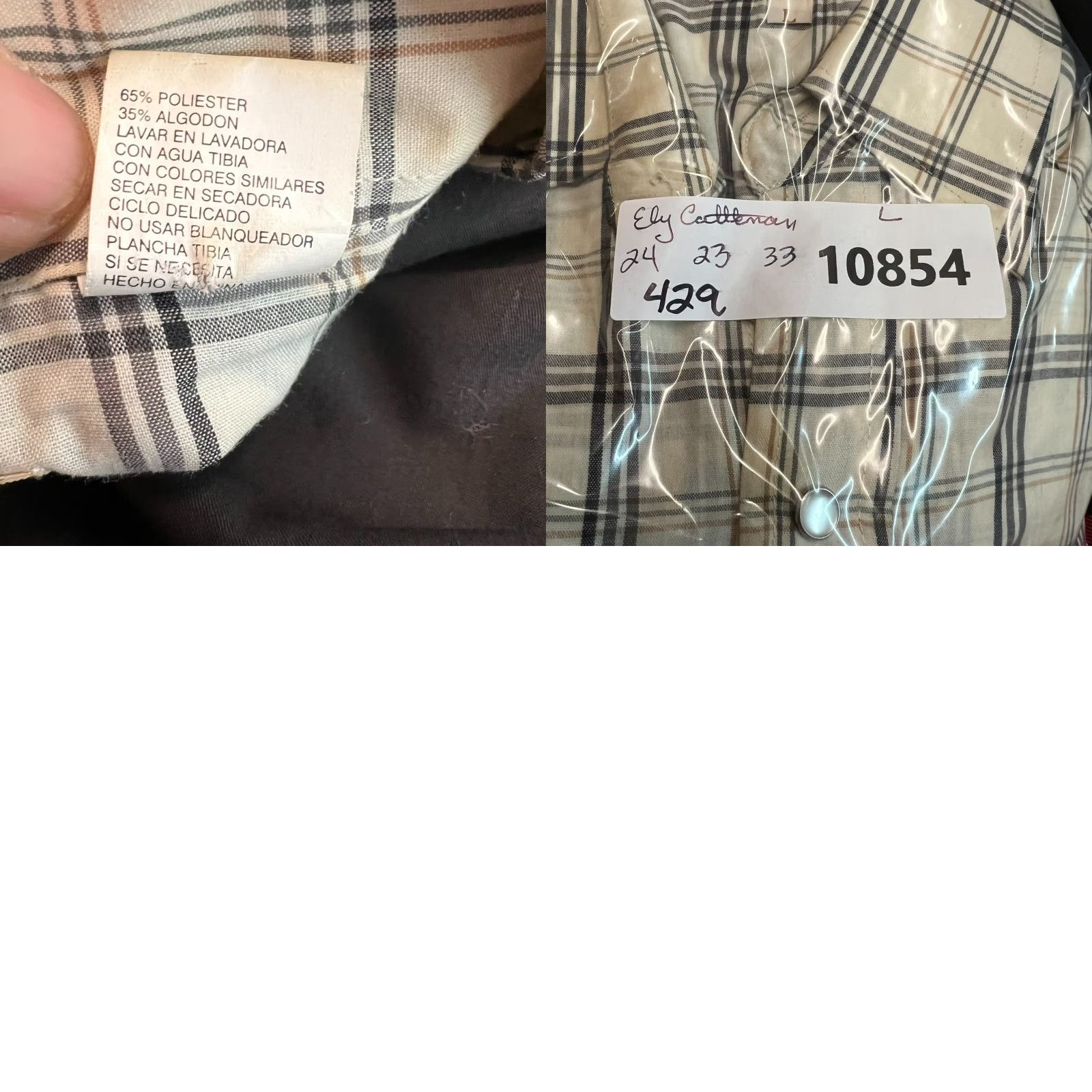 Vintage ELY Cattleman Shirt Mens L White/Gray Plaid Long Sleeve Button-Up Size US L / EU 52-54 / 3 - 8 Thumbnail