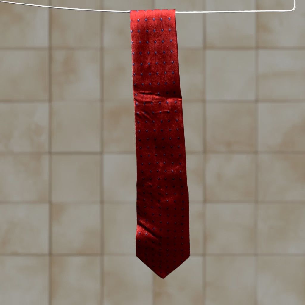 Vintage VINTAGE Charleston Tie Rack Tie Red Blue Diamond Mens 3.75 Inch 100% Silk Neck Size ONE SIZE - 1 Thumbnail