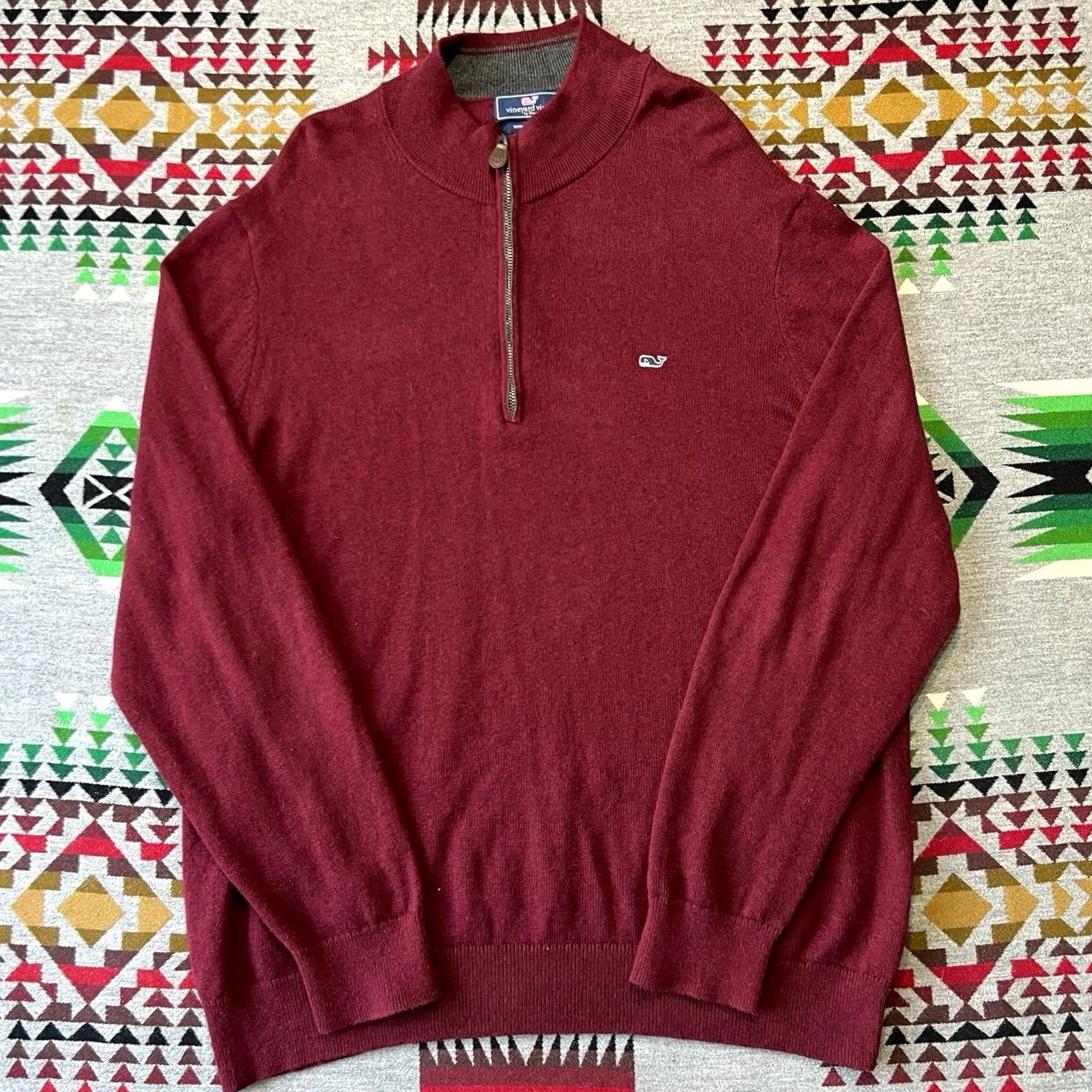 Vineyard Vines Vineyard Vines Sweater Mens L Red Zip Cashmere Blend Mock Neck Preppy Size US L / EU 52-54 / 3 - 2 Thumbnail