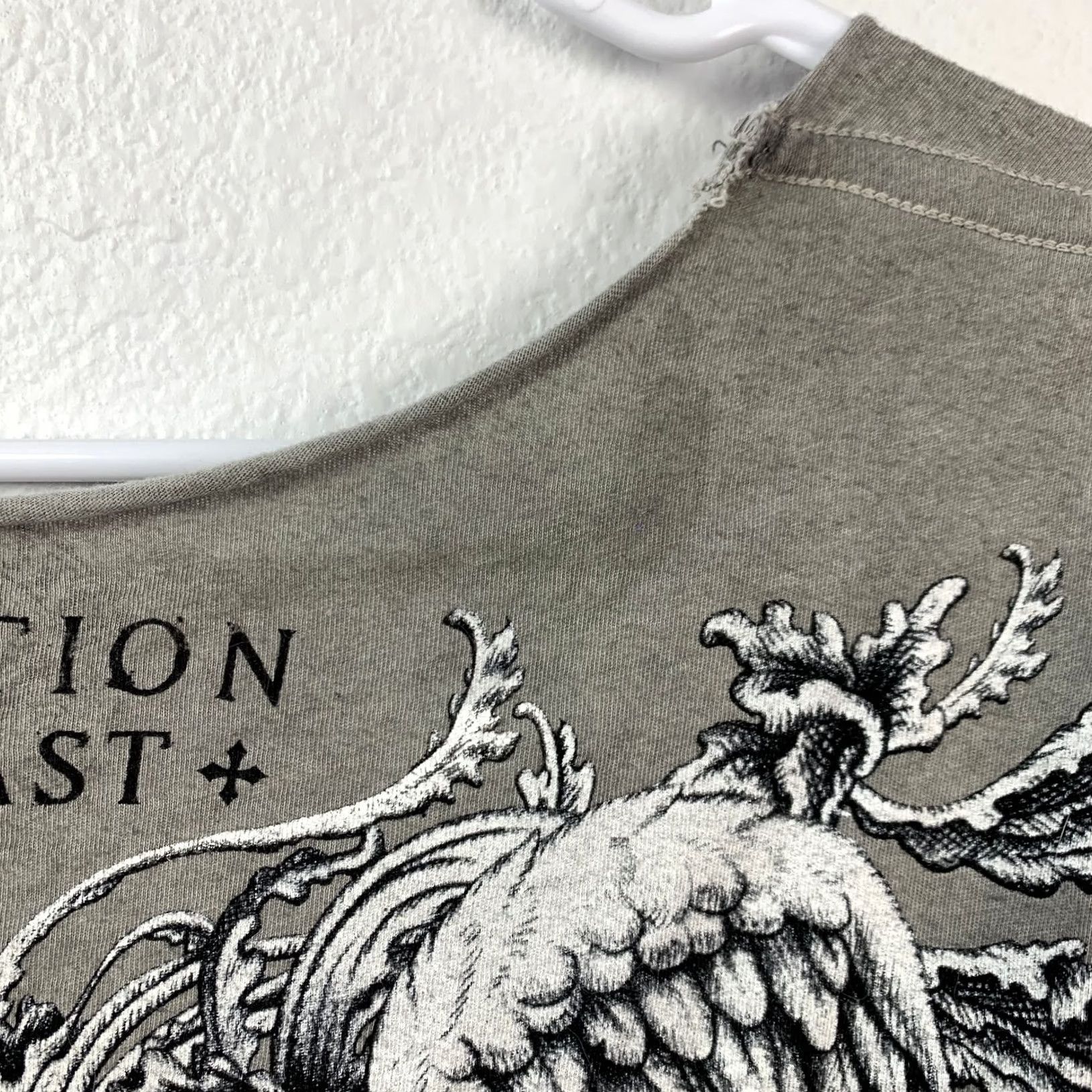 Affliction Y2K Affliction Shirt Large Gray Olive Green Long Sleeve Wings Graphic Size L / US 10 / IT 46 - 6 Thumbnail