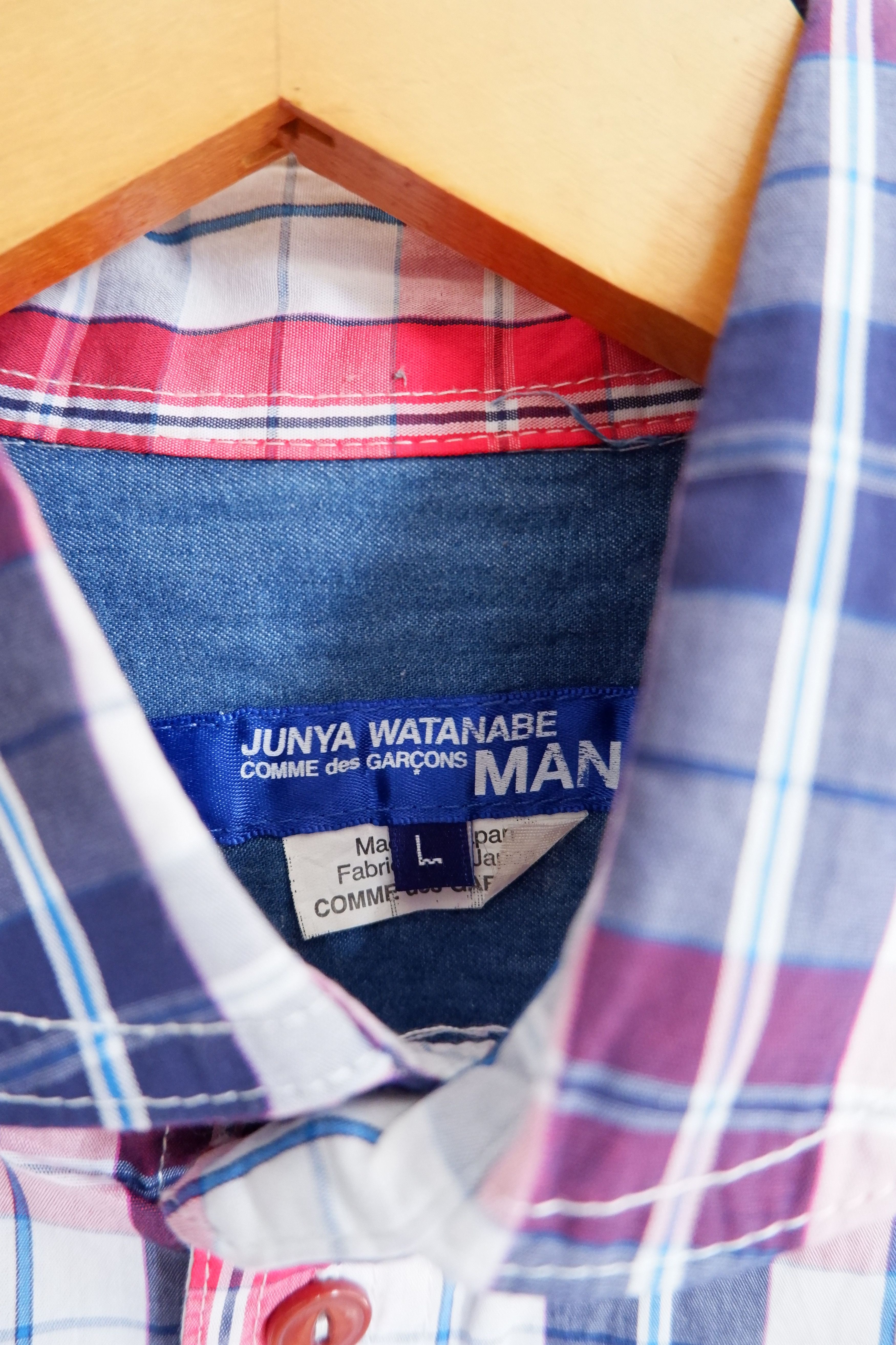 Comme des Garcons Homme Plus 2005 Junya Watanabe CDG Plaid Contrast Stitch Shirts Size US L / EU 52-54 / 3 - 8 Thumbnail