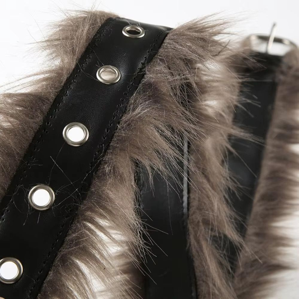 Japanese Brand Fur Luxury Pin Buckle Waistband Casual Versatile Plush Belt Size ONE SIZE - 3 Thumbnail