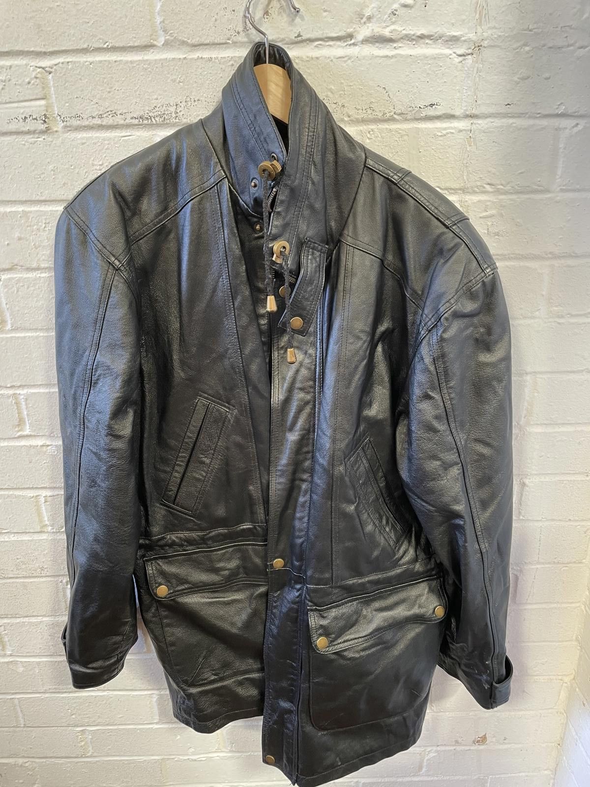Designer Men's Black Leather Jacket with Quilted Lining Size S Size US S / EU 44-46 / 1 - 1 Thumbnail