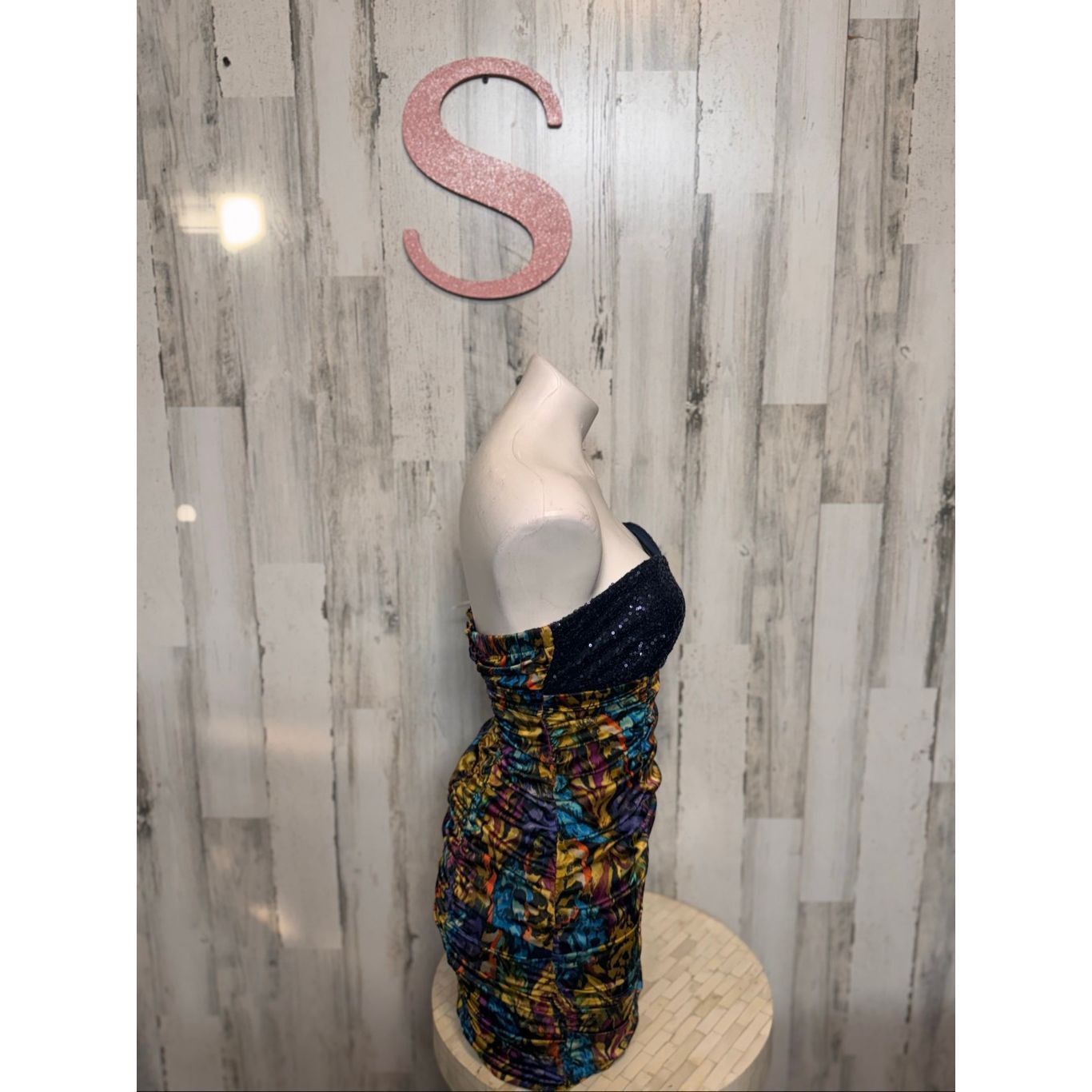 Other Wishes Wishes Strapless Sequin Bodice Multicolor Ruched Mini Dress Size Small Size S / US 4 / IT 40 - 2 Thumbnail