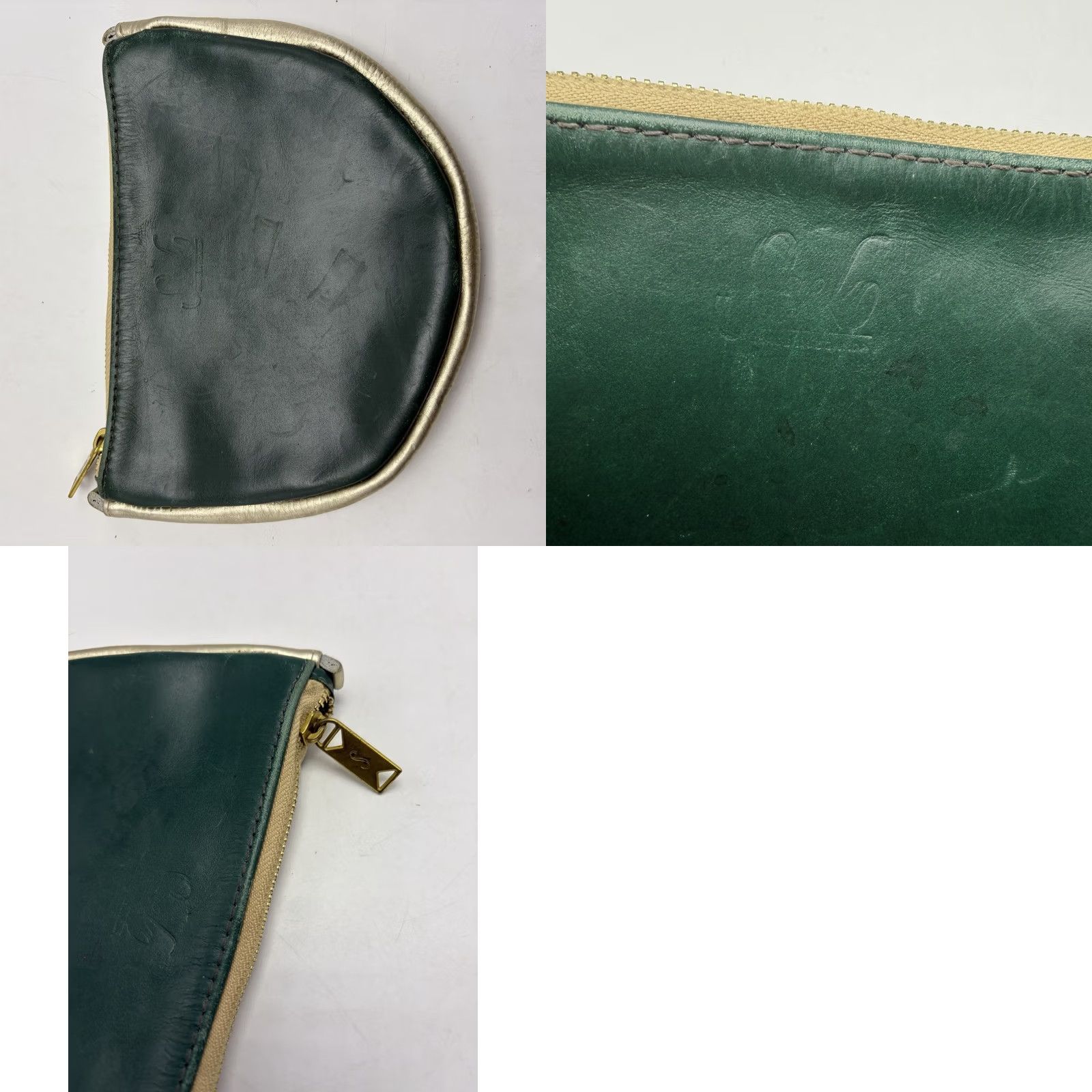 Vintage Sseko Green Leather Medium Crescent Pouch Oiled Agave Gold Zipper Size ONE SIZE - 8 Thumbnail