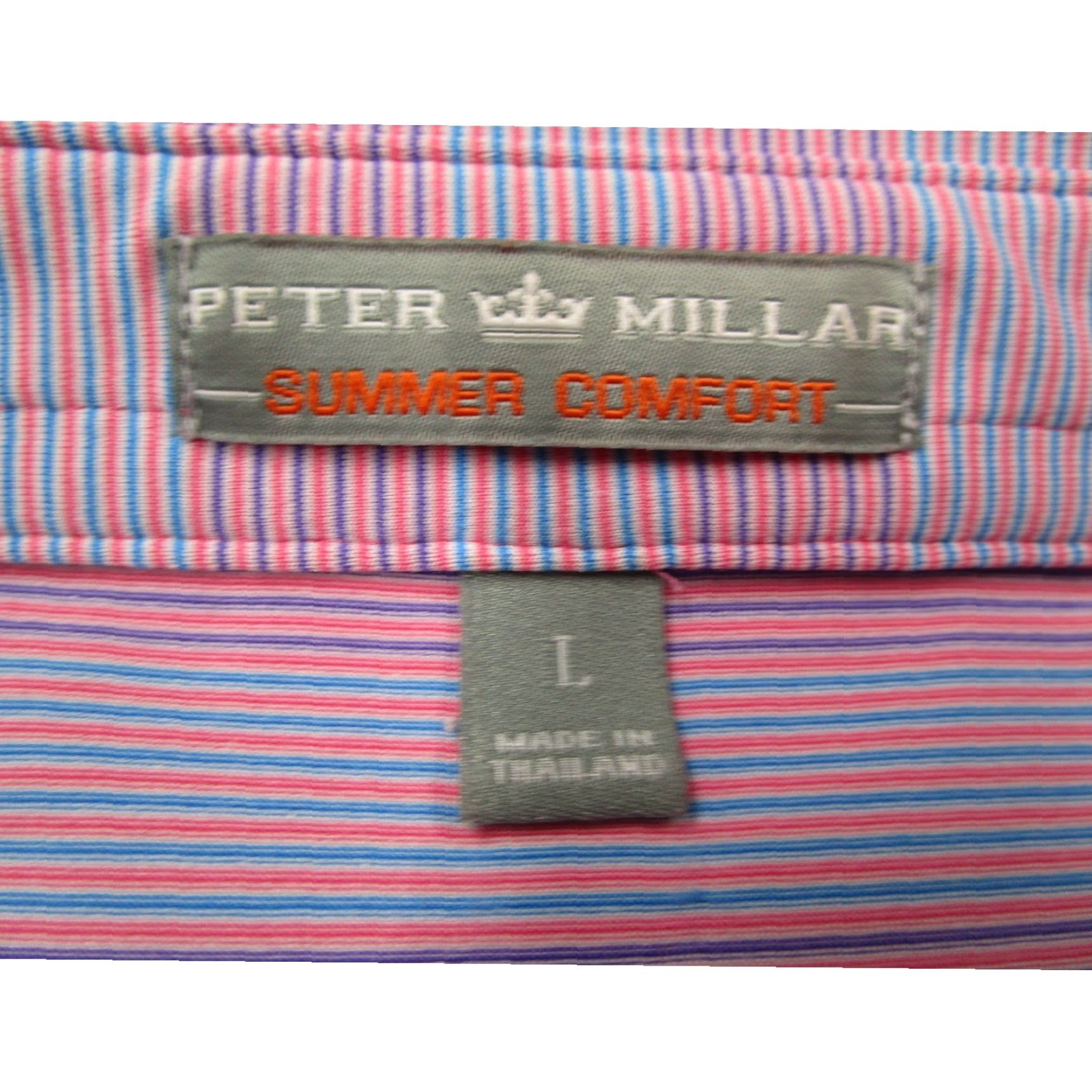 Peter Millar Peter Millar Summer Comfort Polo Shirt Mens Large Pink Blue Stripe MS14EK28S Size US L / EU 52-54 / 3 - 3 Thumbnail