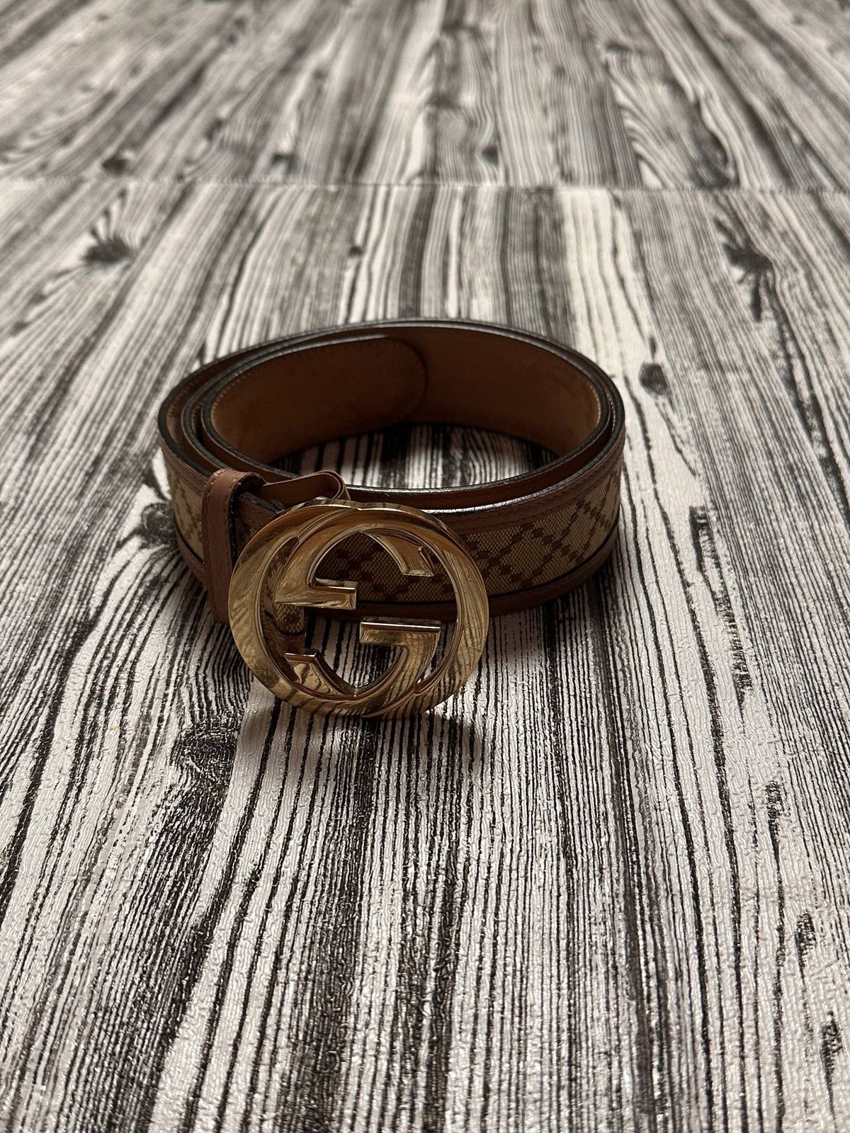Gucci Gucci Diamante Canvas and Leather Interlocking G Buckle Belt Size ONE SIZE - 2 Thumbnail