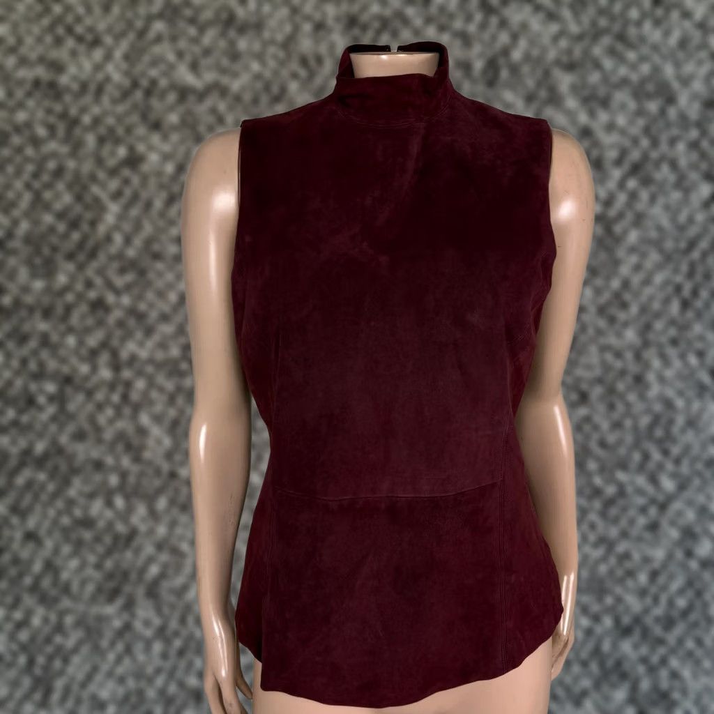 Theory Theory Womens Shirt M Red Suede Mock neck Blouse Career Size M / US 6-8 / IT 42-44 - 1 Thumbnail