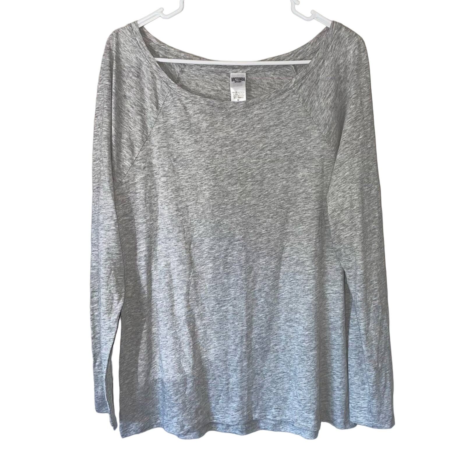 Victoria's Secret Victoria’s Secret Grey Tee M Victoria Boat Neck Long Sleeve Size M / US 6-8 / IT 42-44 - 1 Thumbnail