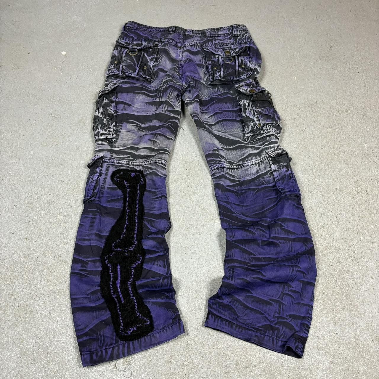 Japanese Brand × Vintage Unique purple & black upcycled skeleton cargo pants Size US 34 / EU 50 - 5 Thumbnail