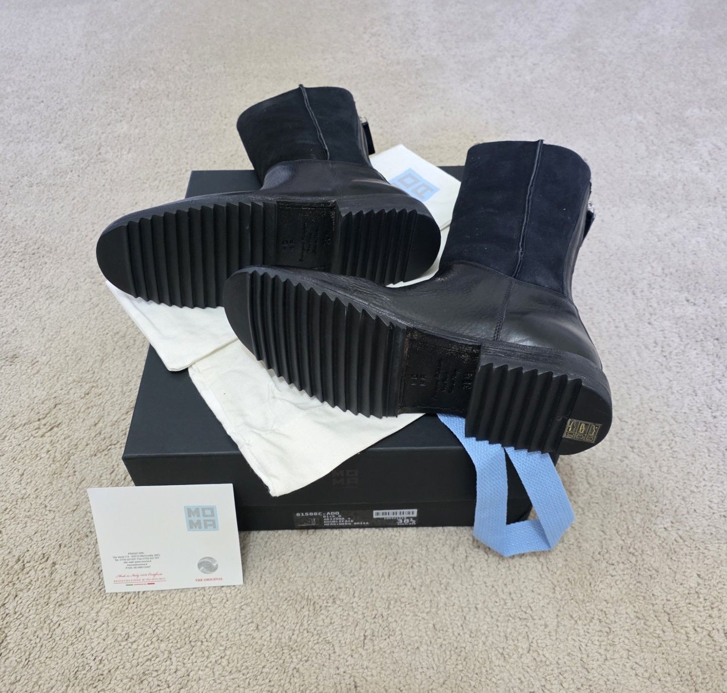 MoMA MOMA Italy Rick Nero Black Leather Ankle Boots Tronchetto Size US 8.5 / IT 38.5 - 6 Thumbnail
