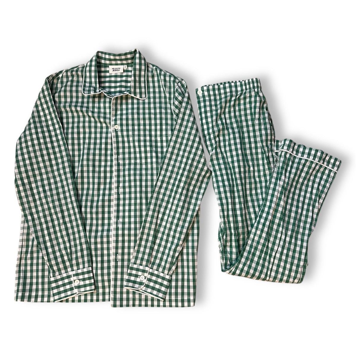 Sleepy Jones Rare Sleepy Jones Henry Pajama Set Green Gingham Tailored Size 30 - 1 Thumbnail