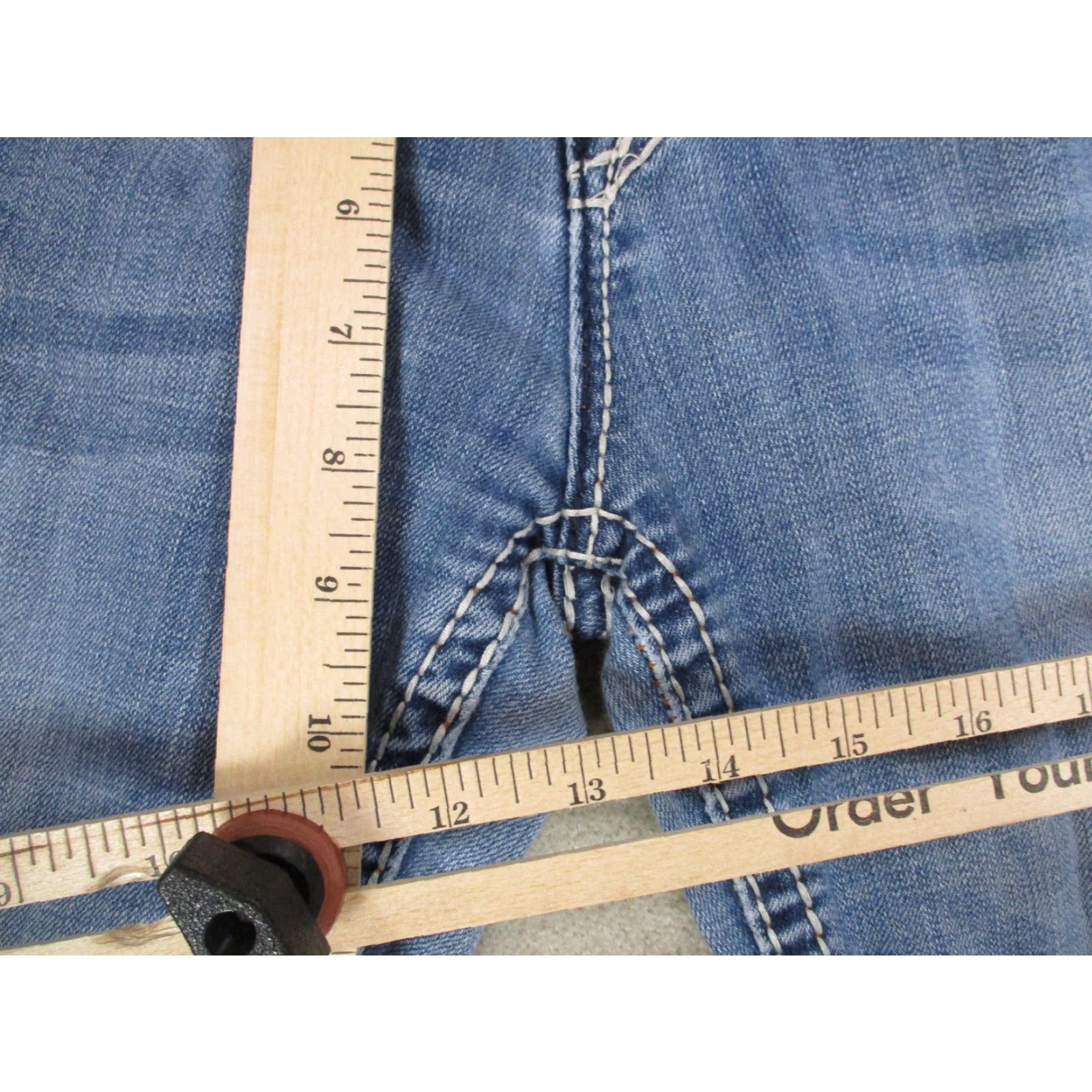 Vintage Rock Revival Jeans Womens 29 Blue Bootcut Medium Wash Rhinestones Logo Pockets Regular Denim Cotton Vintage No Size 29" - 7 Thumbnail