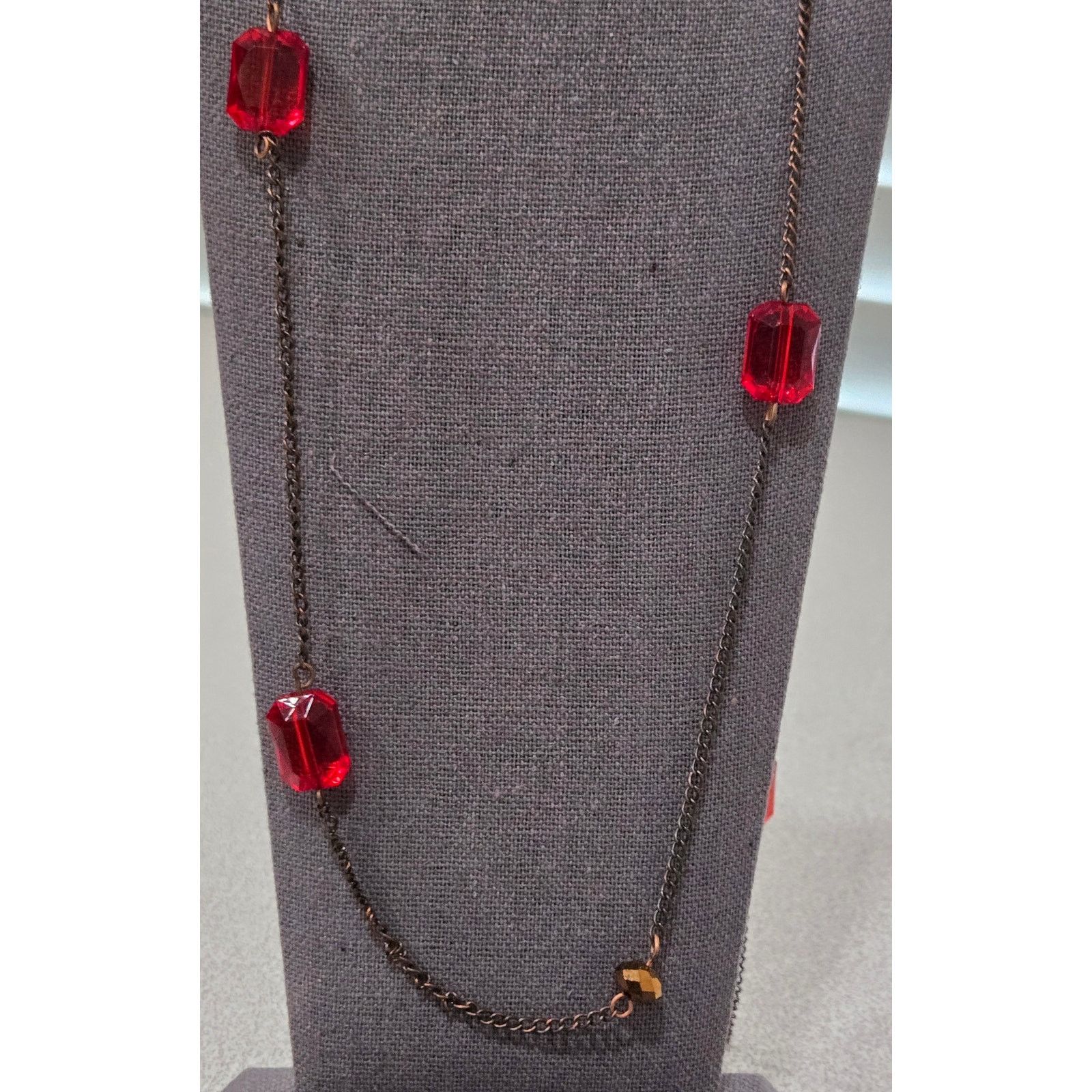 Other Red Clear Beaded Infinity Single Strand Necklace Size ONE SIZE - 2 Thumbnail
