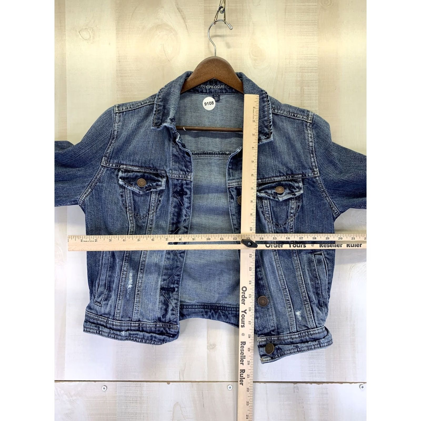 Vintage VINTAGE American Eagle Jacket Womens Teens Medium Distressed Denim Blue 9108 - denim jacket for teens, American Eagle, casual, girls? Size M / US 6-8 / IT 42-44 - 4 Thumbnail