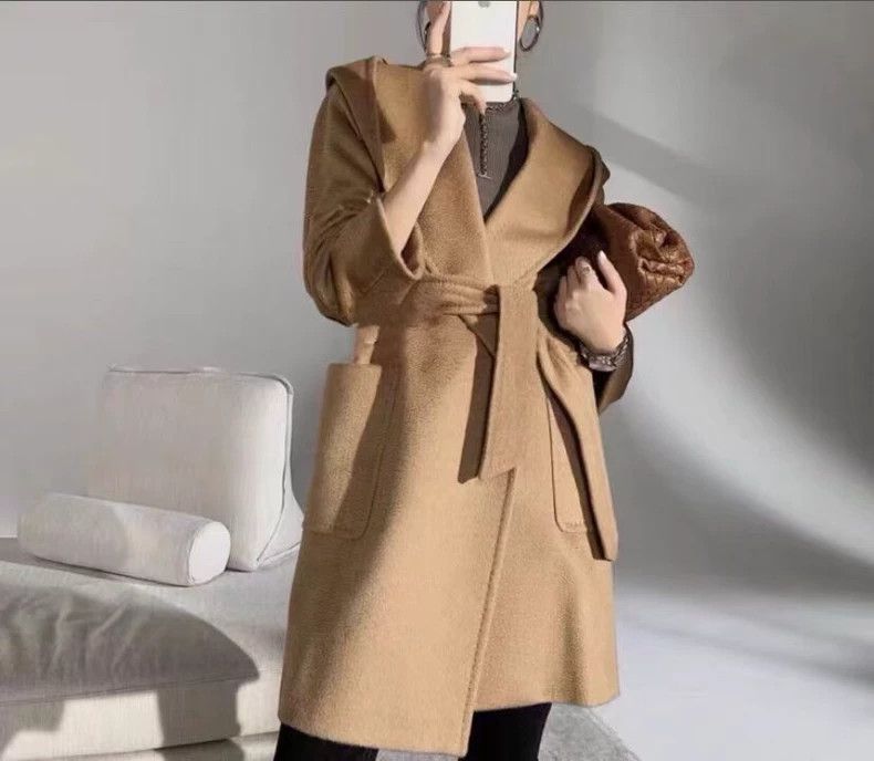 Max Mara Max Mara Brown Camel Hair Hooded Belted Bathrobe Coat Size XXS / US 00 / IT 34 - 8 Thumbnail